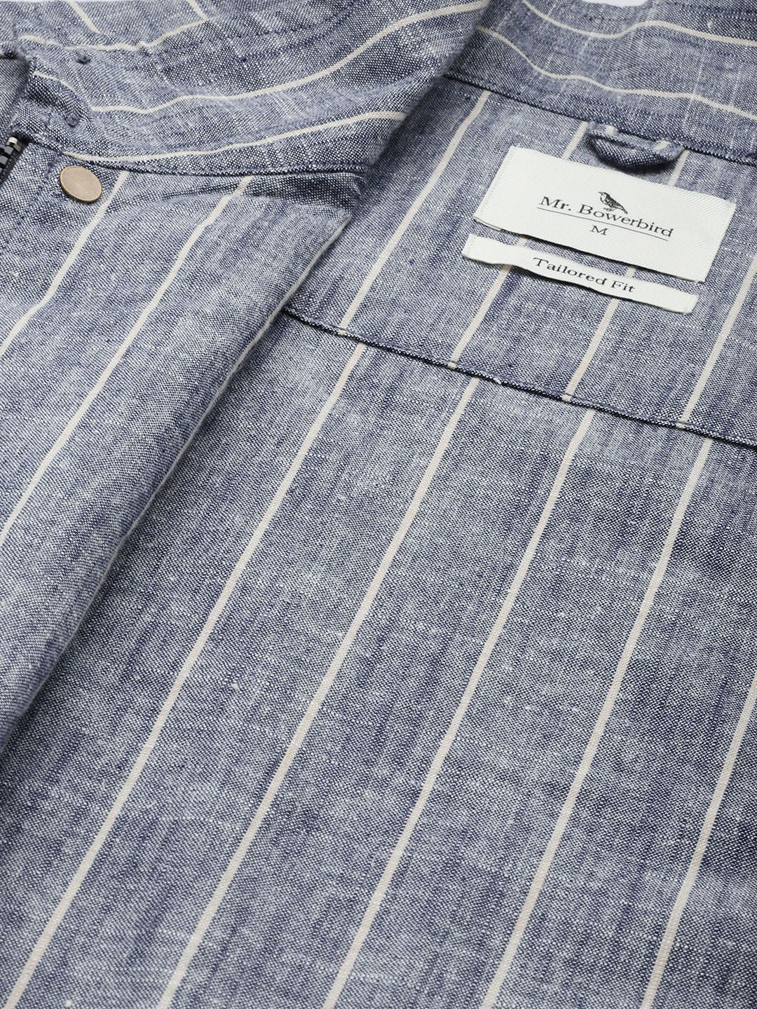 Mr Bowerbird Stand Collar Striped Bomber Jacket - Image 7
