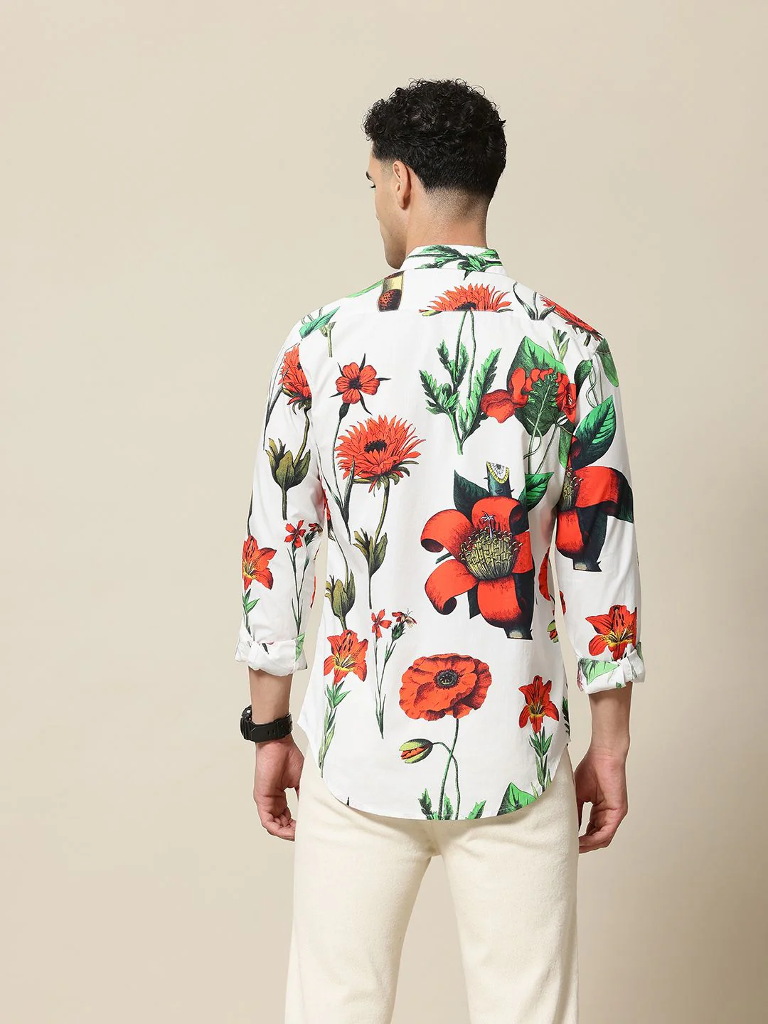 Mr Bowerbird Tailored Fit Floral Printed Pure Cotton Casual Shirt - Image 4