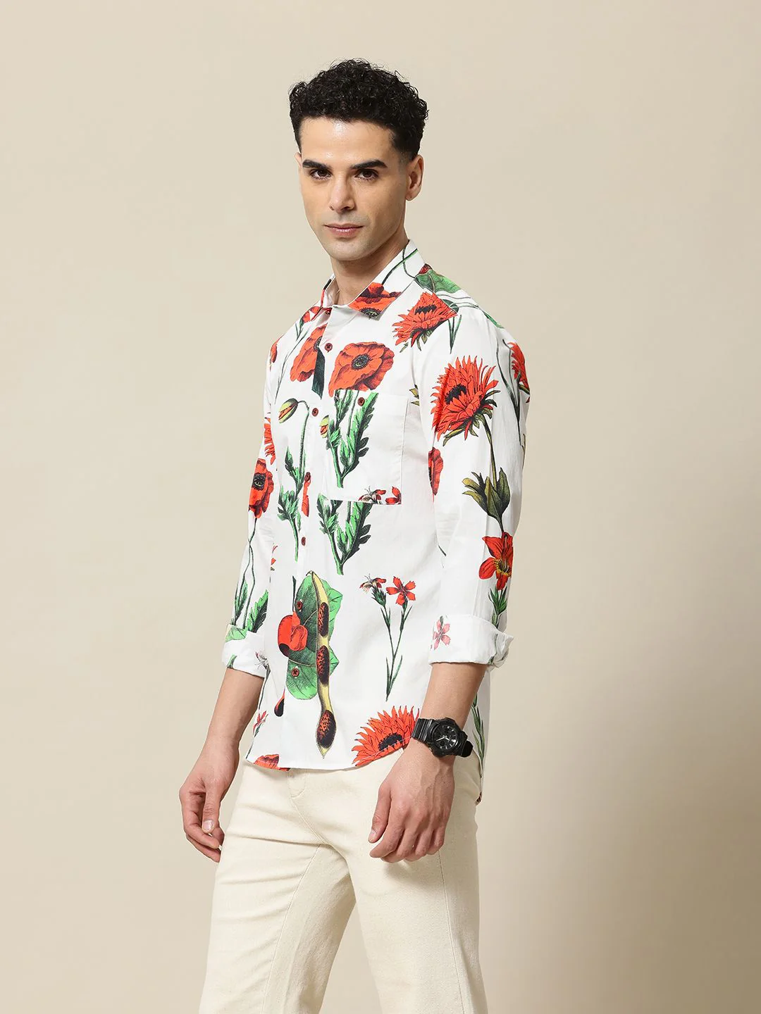 Mr Bowerbird Tailored Fit Floral Printed Pure Cotton Casual Shirt - Image 5