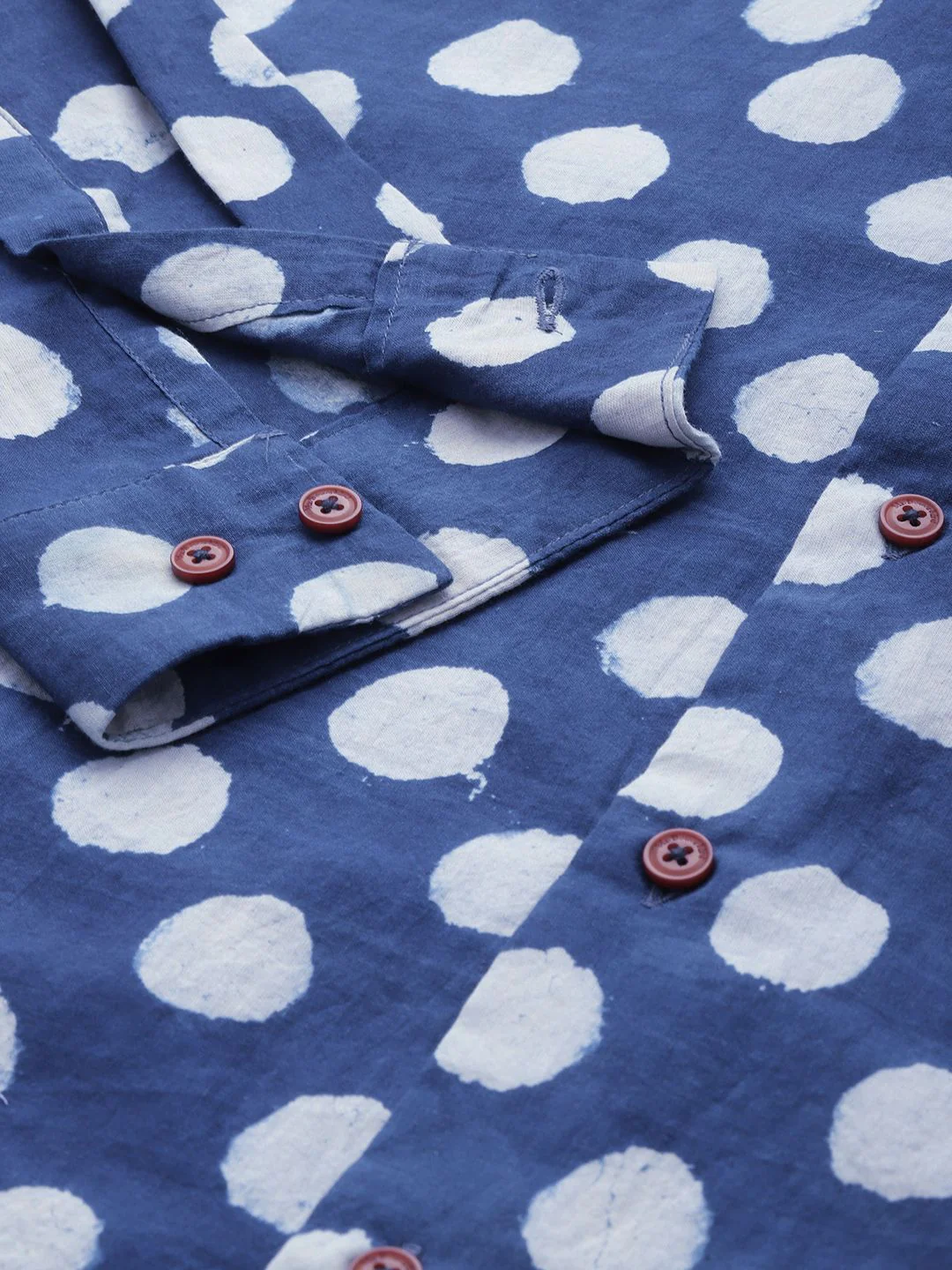 Mr Bowerbird Tailored Fit Organic Cotton Polka Dot Hand Printed Casual Shirt - Image 3