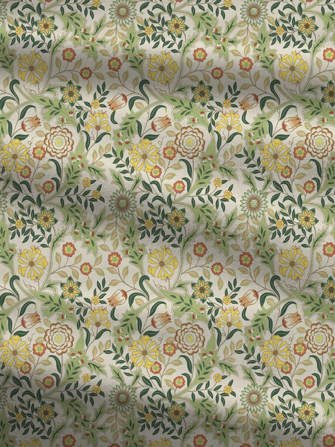MYTRIDENT Beige White Floral Pure Cotton 144 TC Queen Bedsheet With 2 Pillow Covers - Image 4