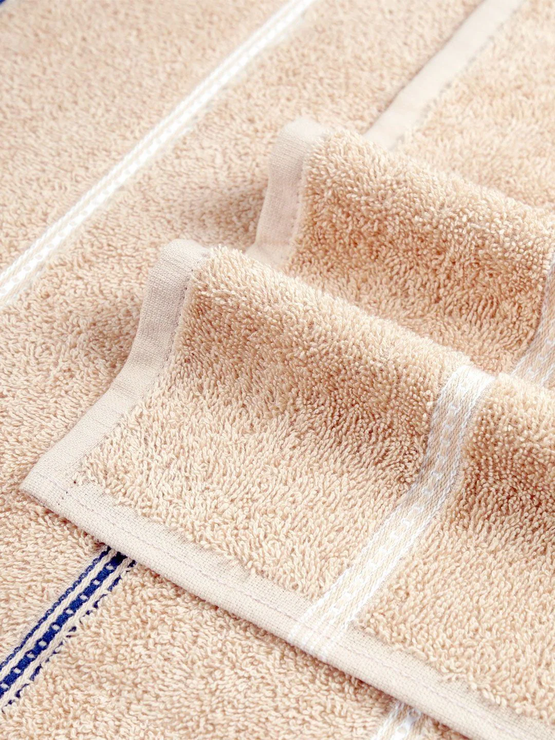 MYTRIDENT Brown & White Striped Cotton 450 GSM Bath Towel - Image 5