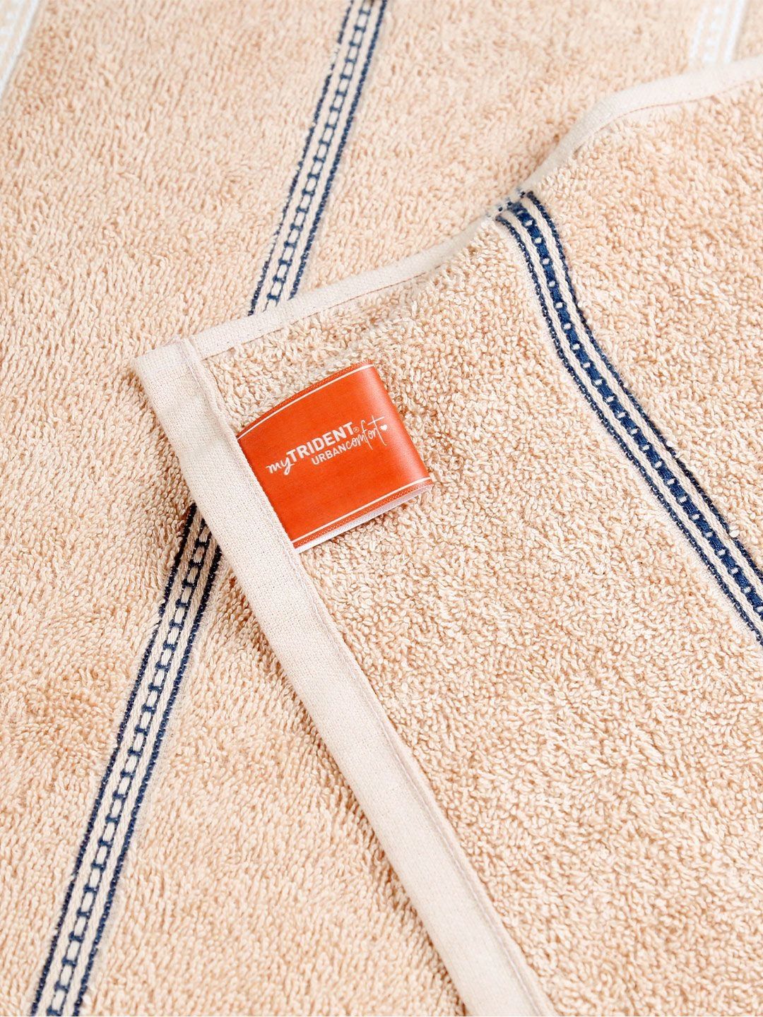 MYTRIDENT Brown & White Striped Cotton 450 GSM Bath Towel - Image 6