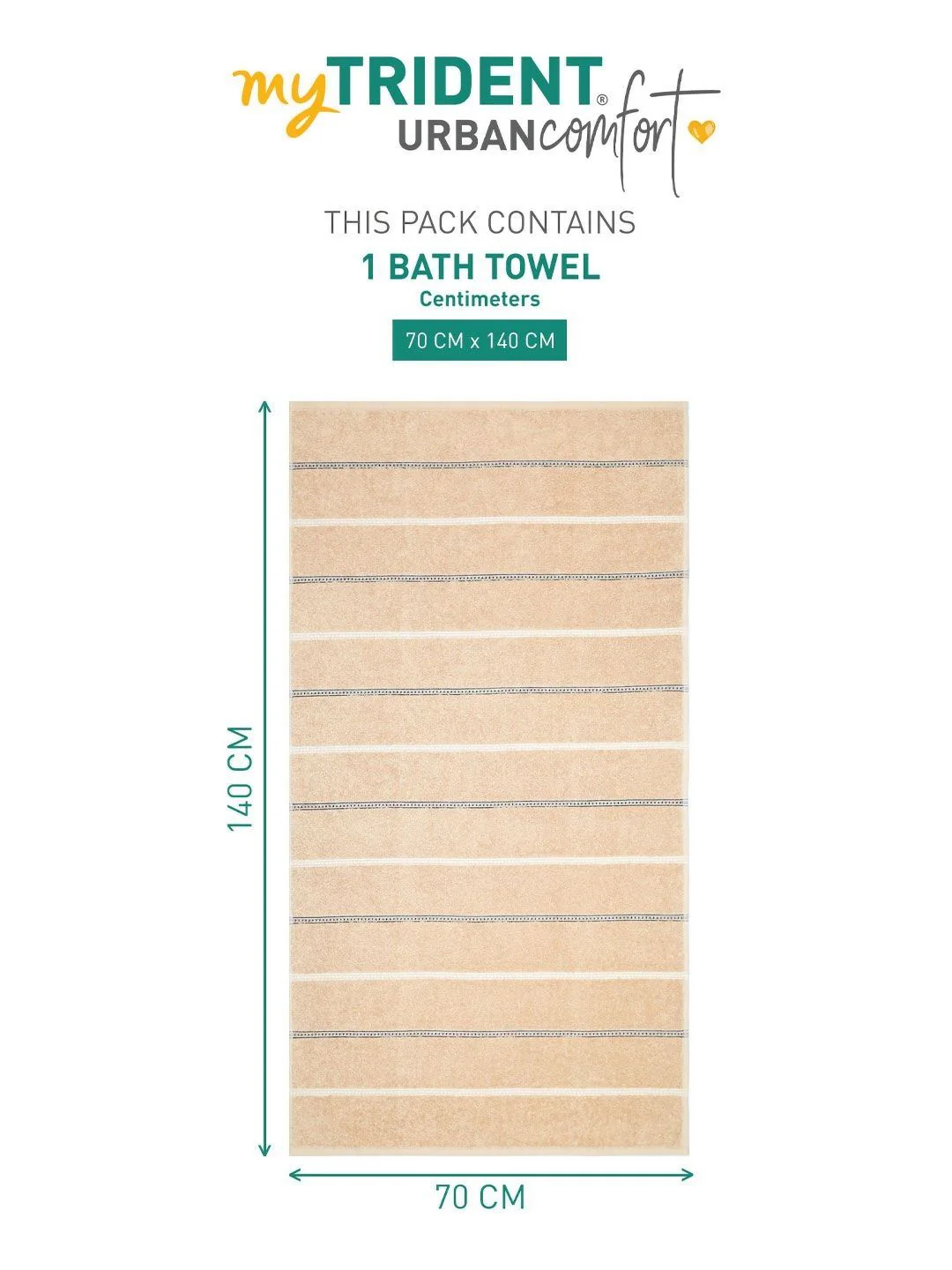 MYTRIDENT Brown & White Striped Cotton 450 GSM Bath Towel - Image 7
