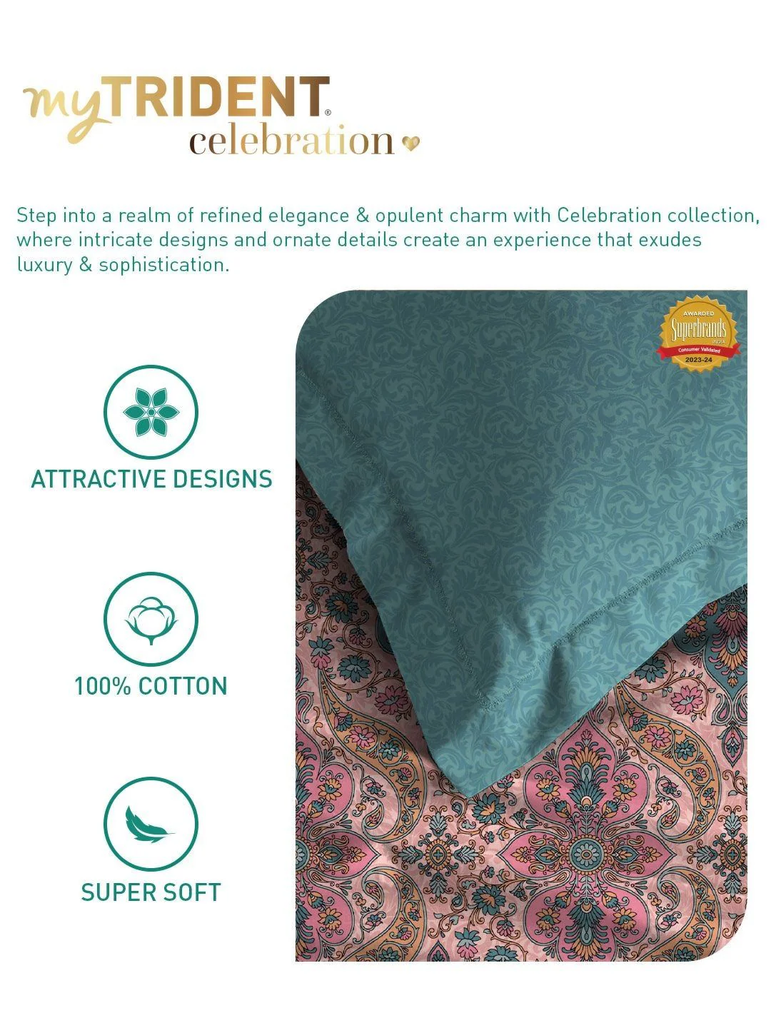MYTRIDENT Celebration Pink Floral Printed Pure Cotton 144 TC Queen Bedsheet Set 2.28 m x 2.54 m - Image 6