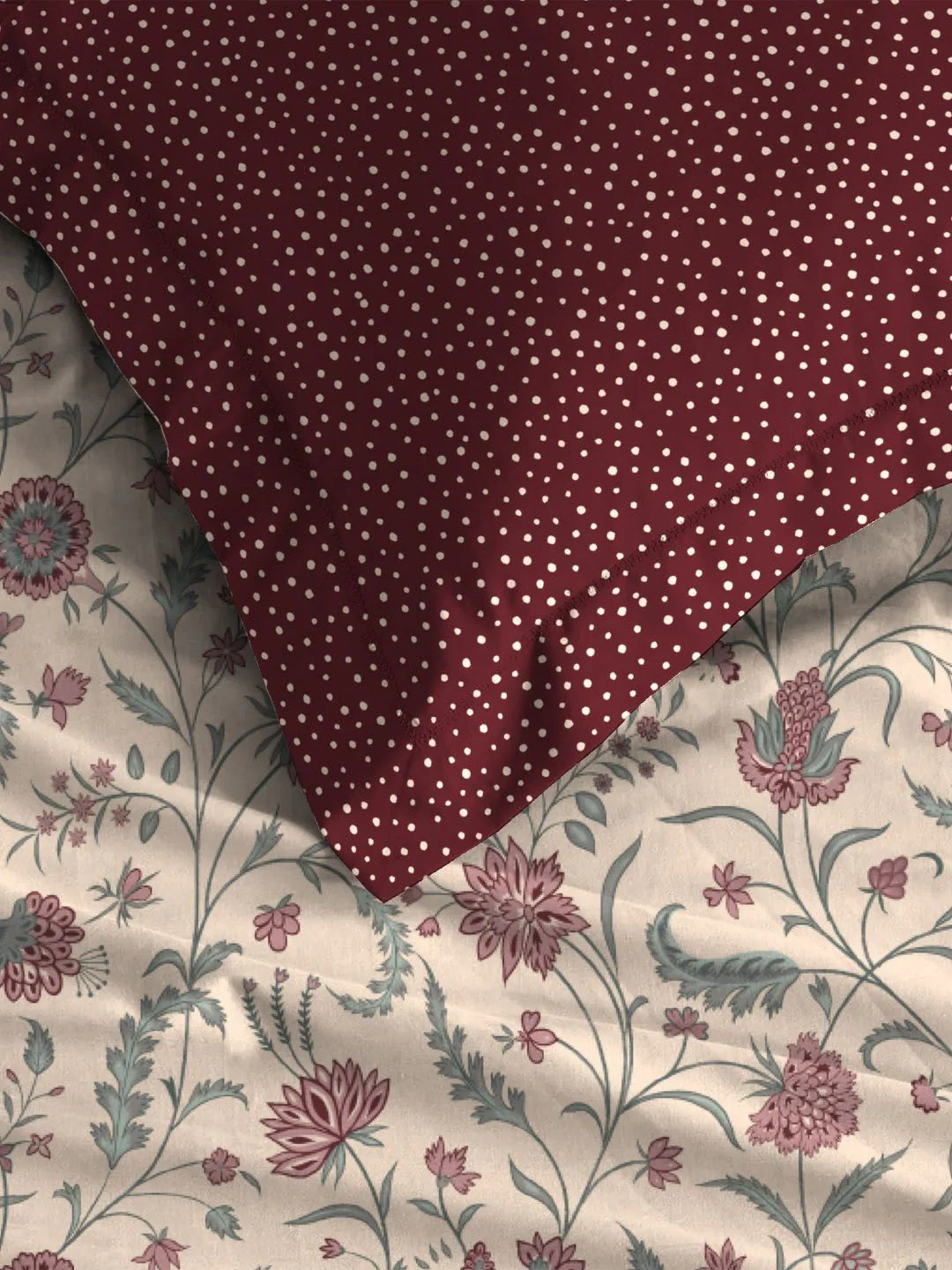MYTRIDENT Coromandel Red Dusk & Dawn Flat 144TC Queen Cotton Bedsheet Set - Image 4