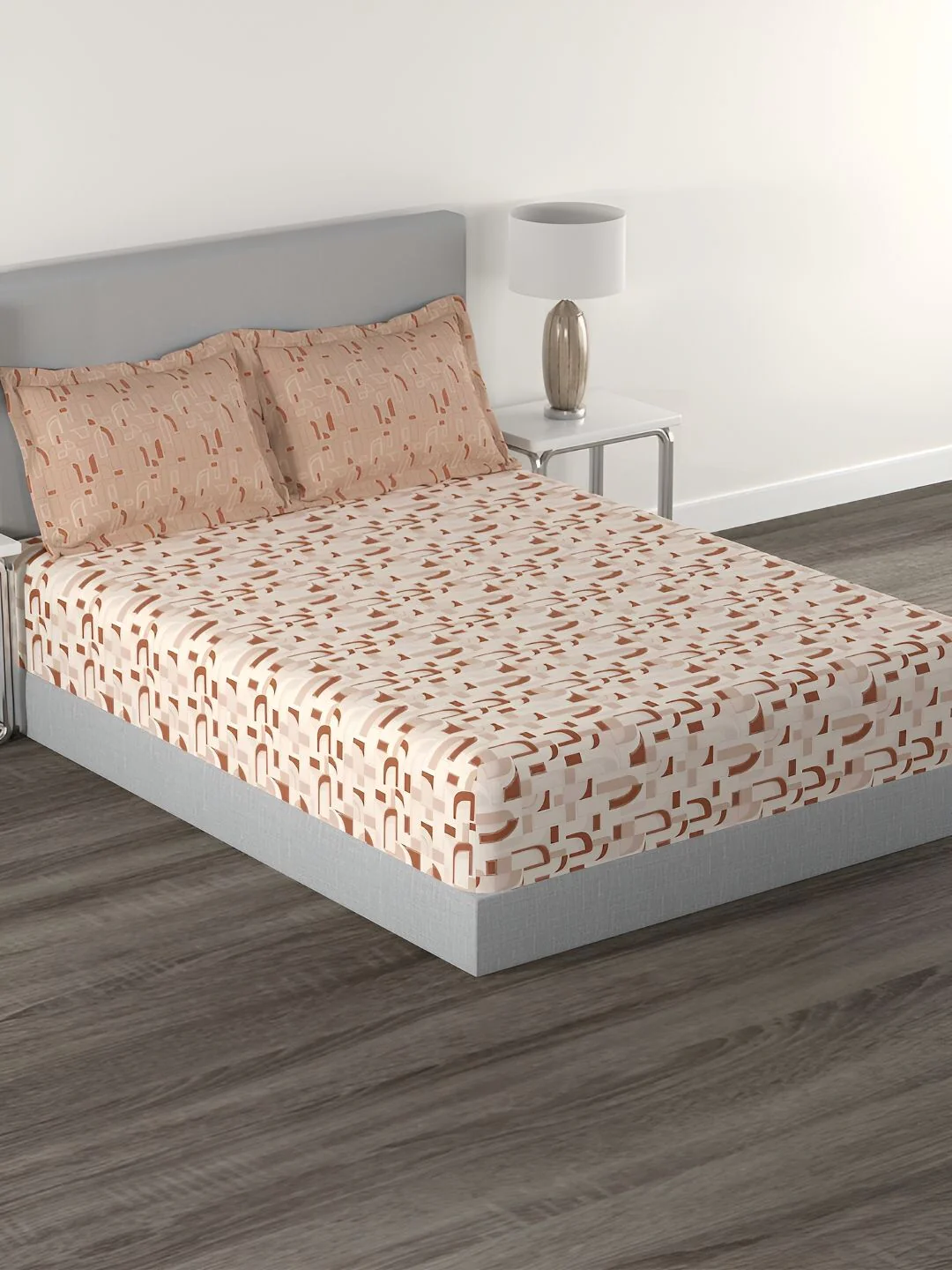 MYTRIDENT Felicia Rust Flat 144TC Queen Cotton Bedsheet Set - Image 3