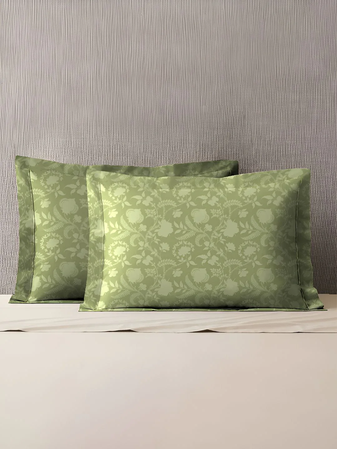 MYTRIDENT Green 2 Pieces Floral Pure Cotton Rectangle Pillow Covers