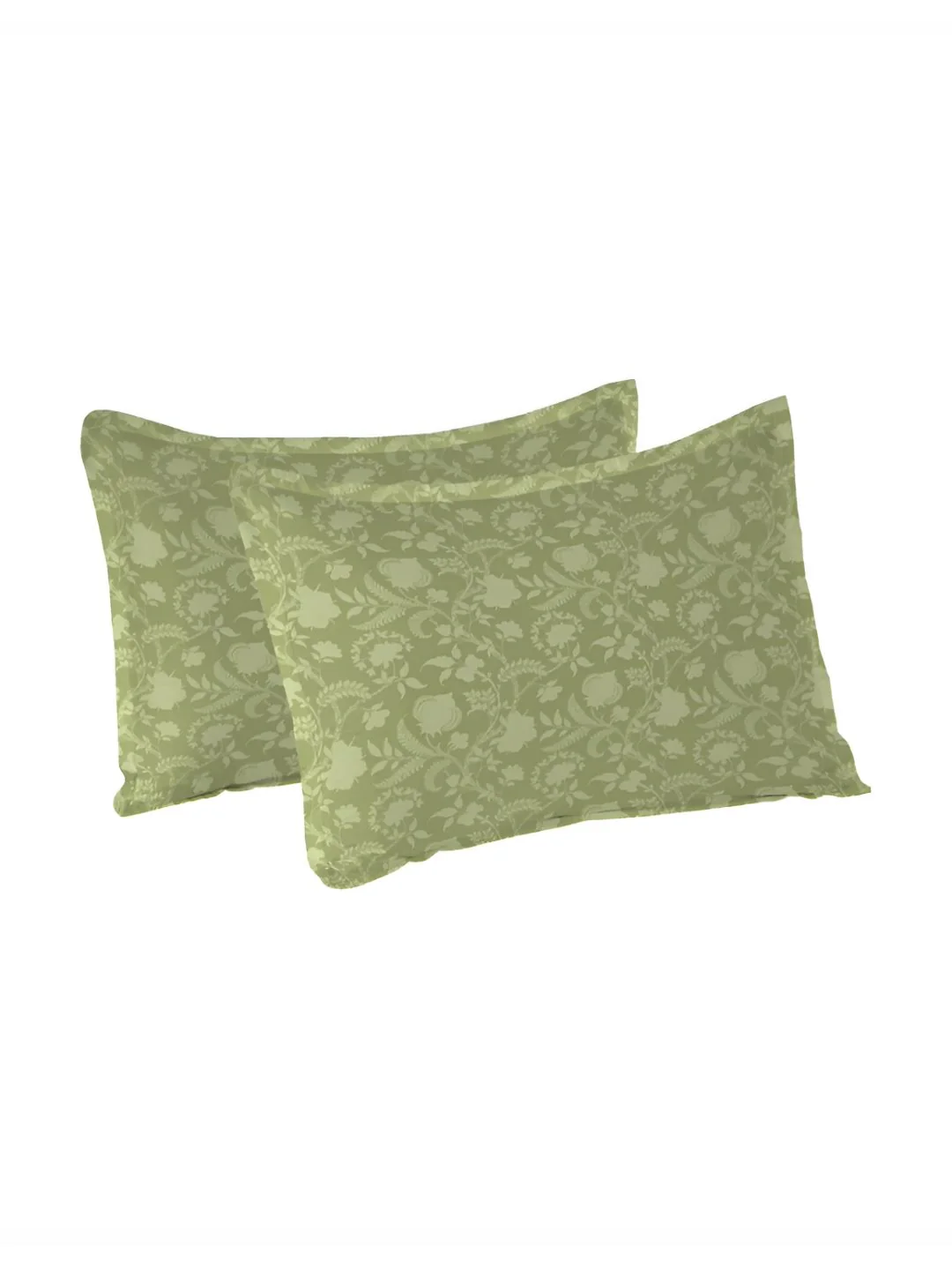 MYTRIDENT Green 2 Pieces Floral Pure Cotton Rectangle Pillow Covers - Image 3