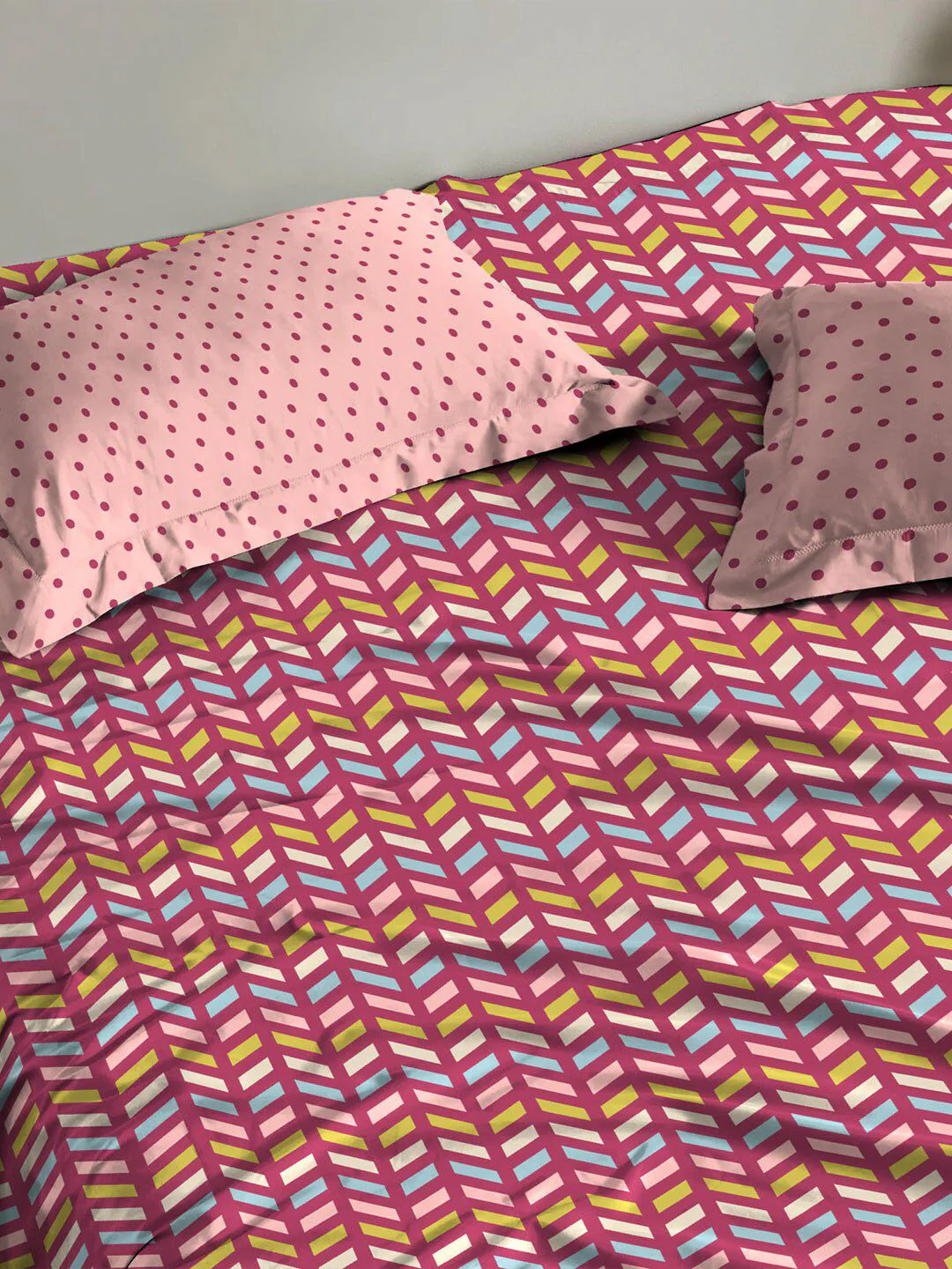 MYTRIDENT Party Mood Pink Urban Comfort Flat 144TC Queen Cotton Bedsheet Set - Image 2