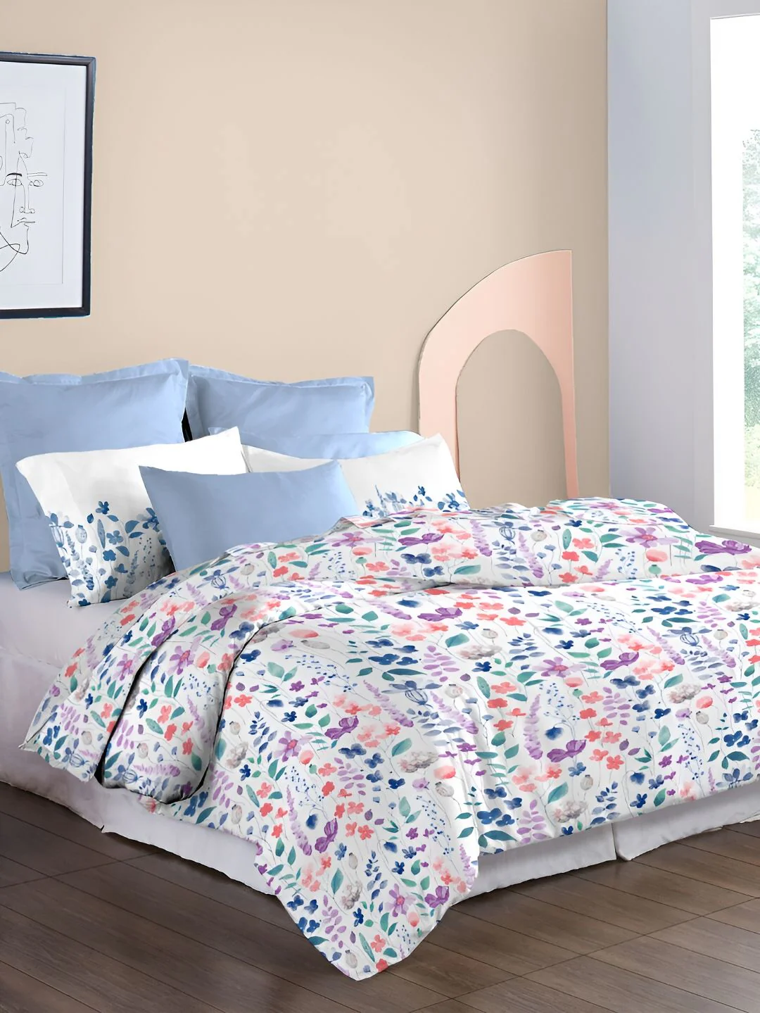 MYTRIDENT Sussana Soft Comfort Flat 210TC King Pure Cotton 1 Bedsheet with 2 Pillow Covers - Image 2