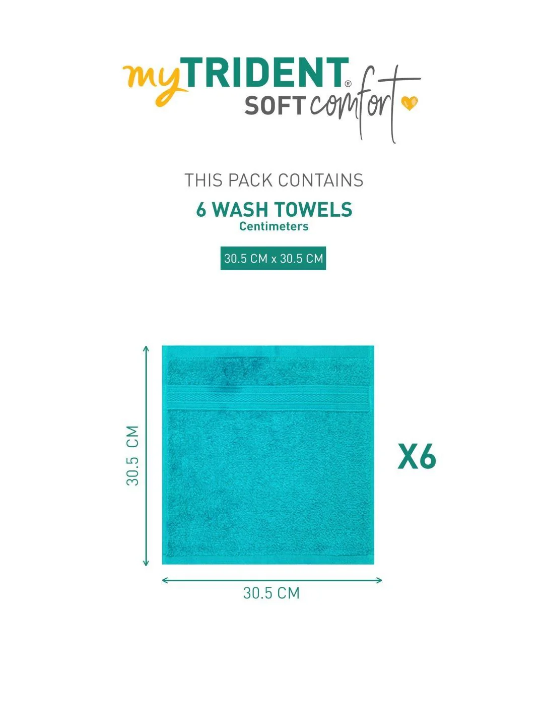 MYTRIDENT Teal Blue 6 Pieces Cotton Soft Comfort 500 GSM Reversible Face Towel - Image 7