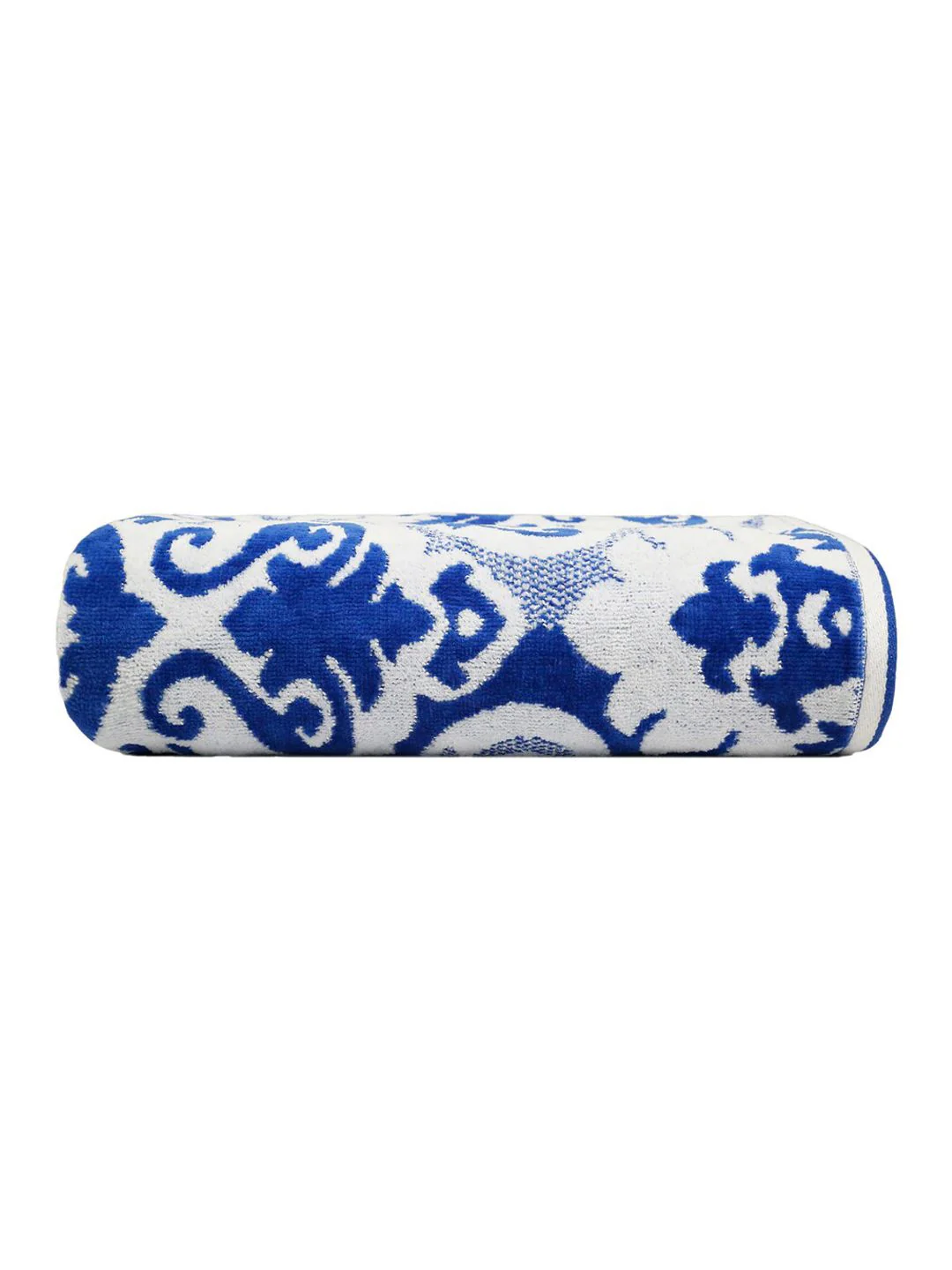 MYTRIDENT White & Blue Ethnic Motifs Printed Cotton 500 GSM Bath Towel - Image 3