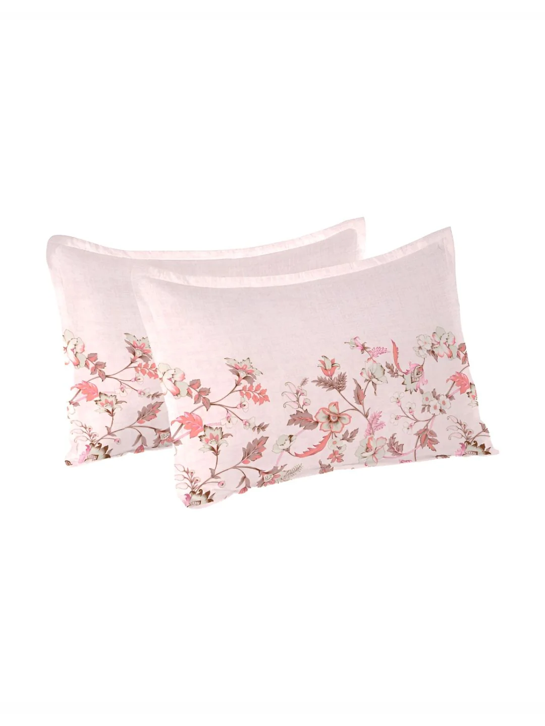 MYTRIDENT White & Peach 2 Pieces Floral Pure Cotton Rectangle Pillow Covers - Image 5