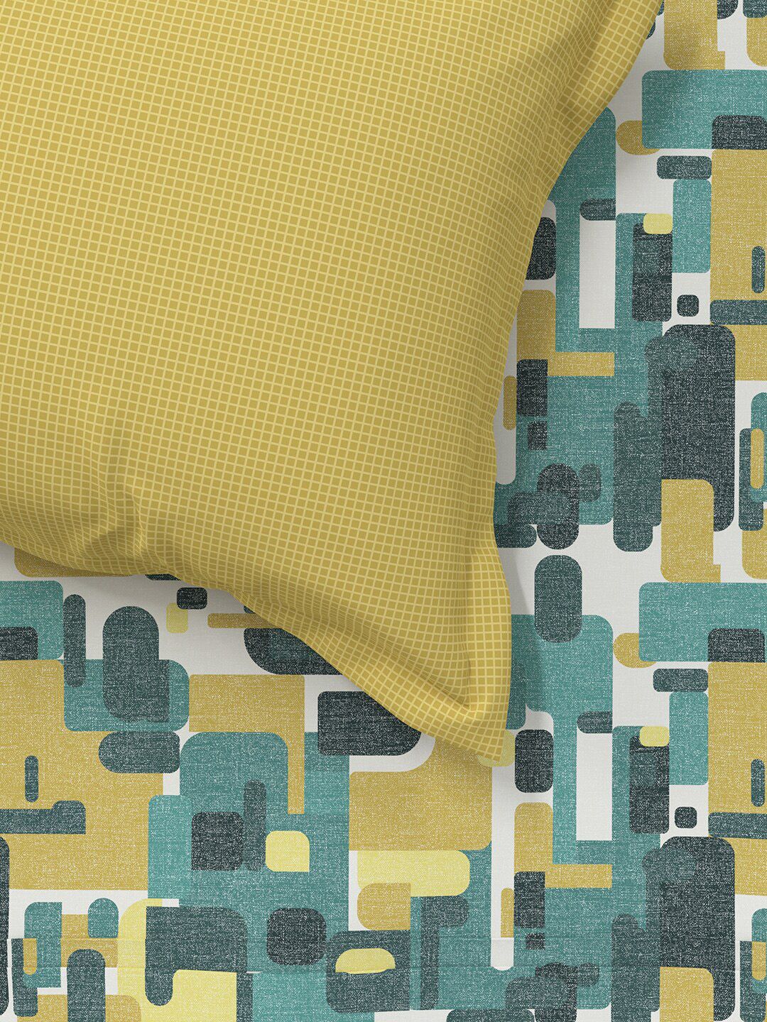 MYTRIDENT Yellow  Green Printed Cotton 144 TC Queen Bedsheet With 2 Pillow Covers - Image 4