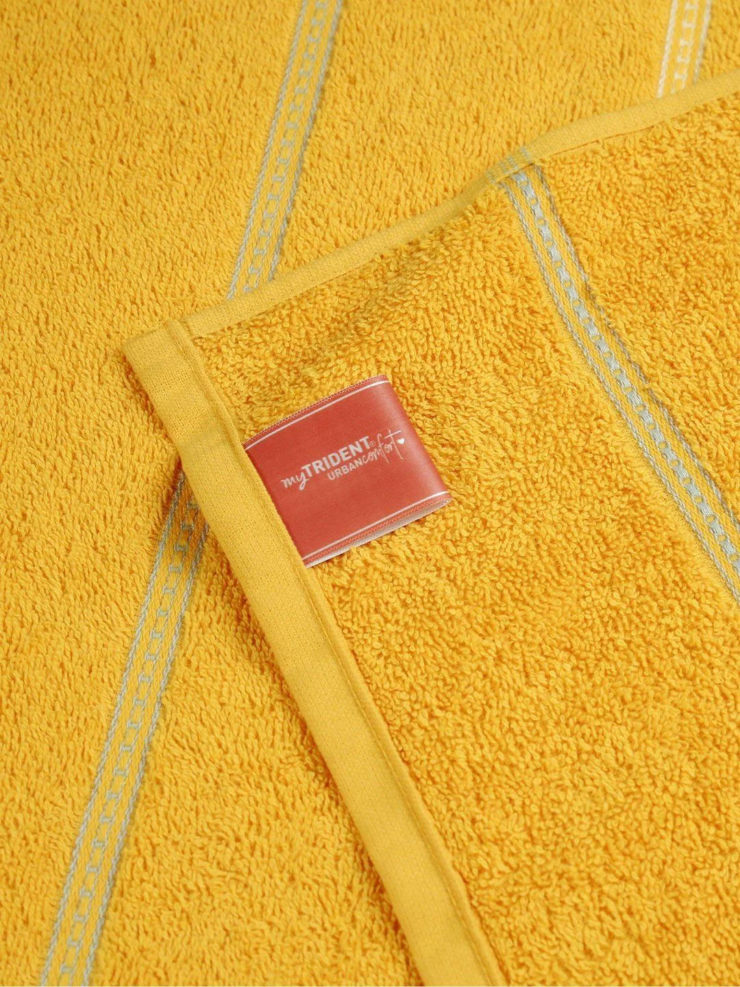 MYTRIDENT Yellow & White Striped Cotton 450 GSM Bath Towel - Image 6