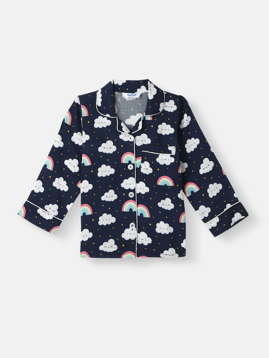 Nauti Nati Boys Clouds and Rainbow Print Shirt and Pyjama Night suits - Image 3
