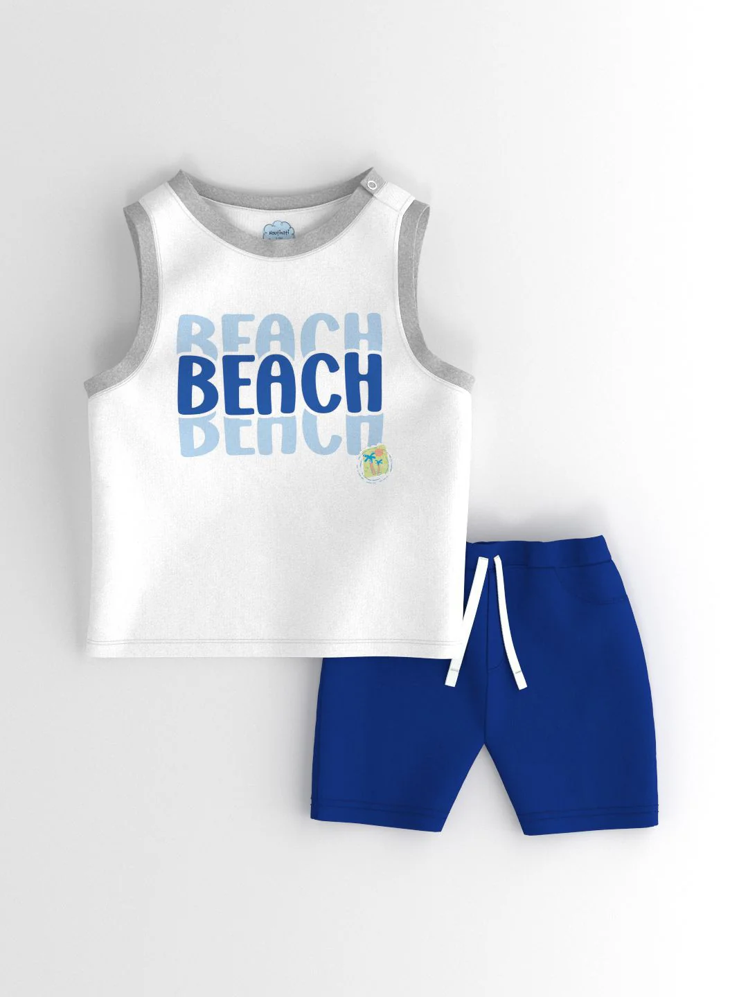 Nauti Nati Boys Graphic Printed Pure Cotton Sleeveless T-shirt With Shorts - Image 3