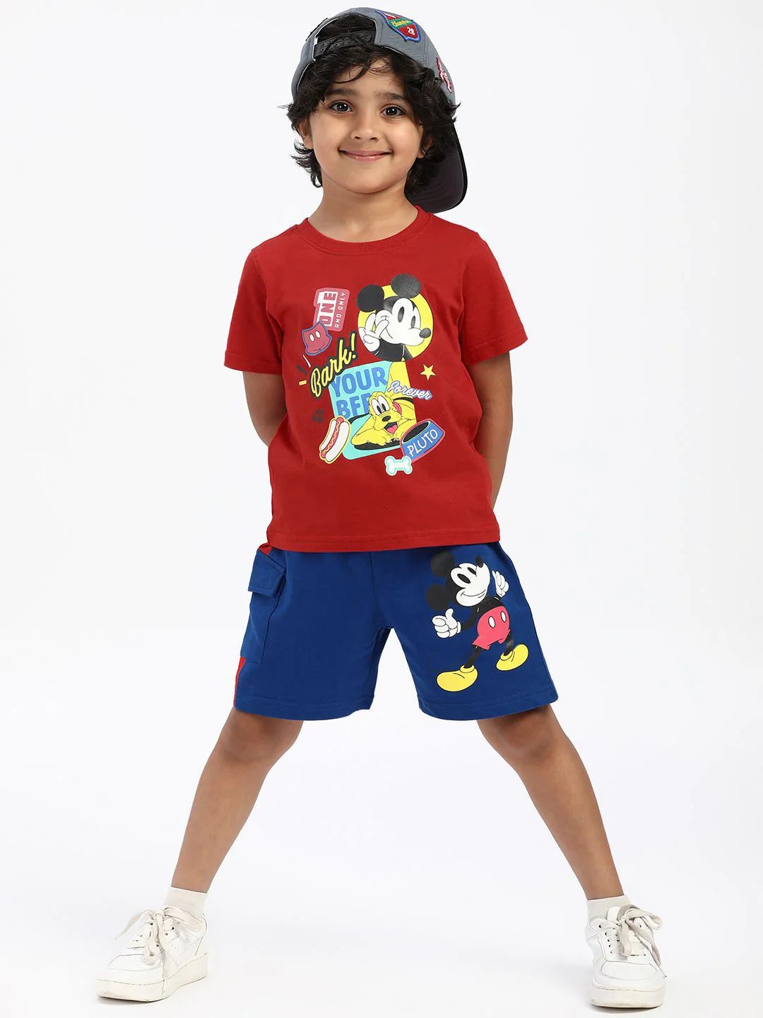 Nauti Nati Boys Mickey & Pluto Printed Pure Cotton T-shirt With Shorts - Image 4