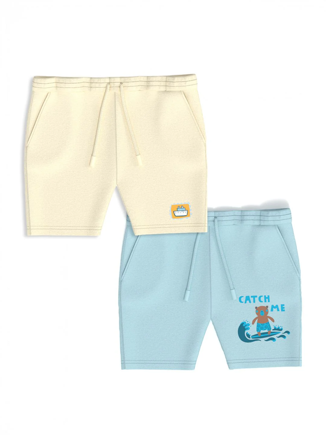Nauti Nati Boys' Pack of 2 Cotton Graphic Print Badged Shorts - Image 2