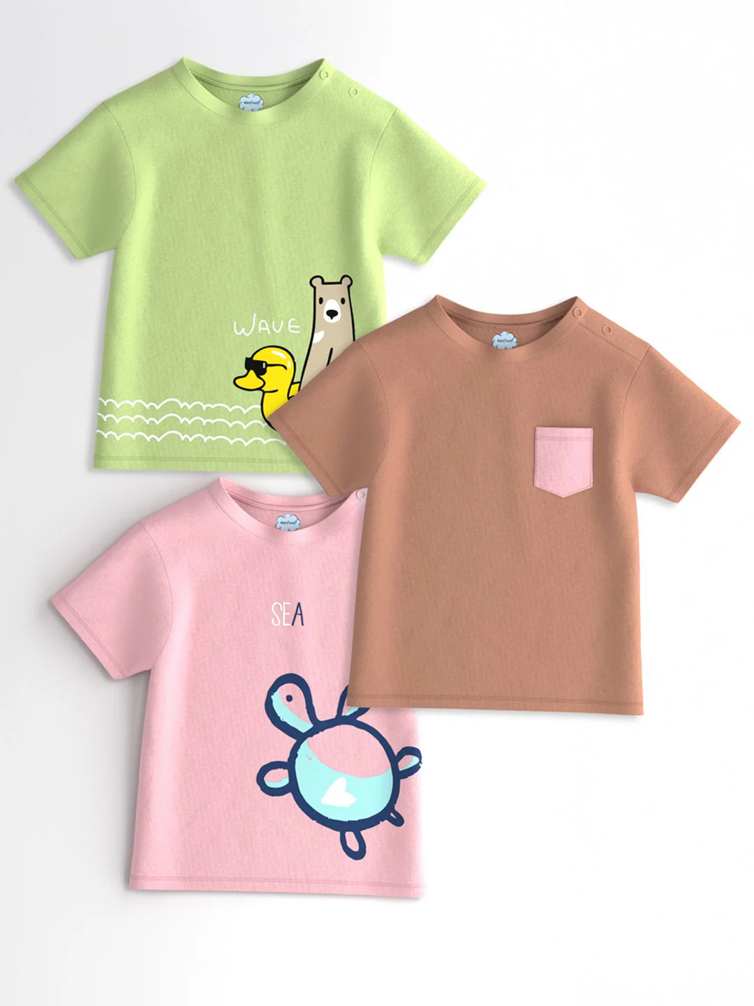 Nauti Nati Boys Pack Of 3 Graphic Printed Cotton Antimicrobial T-shirts - Image 2