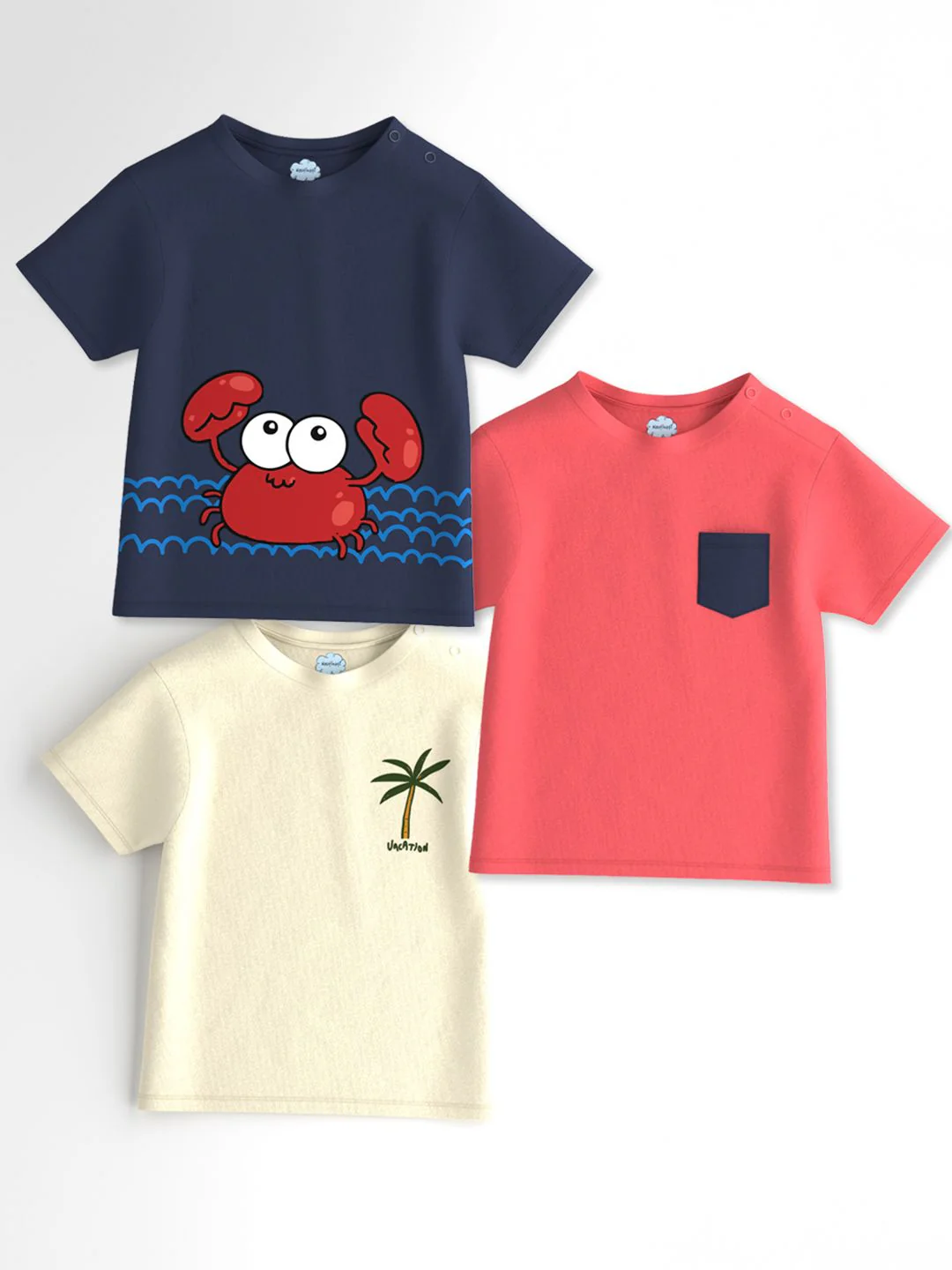 Nauti Nati Boys Pack Of 3 Graphic Printed Cotton Antimicrobial T-shirts - Image 2