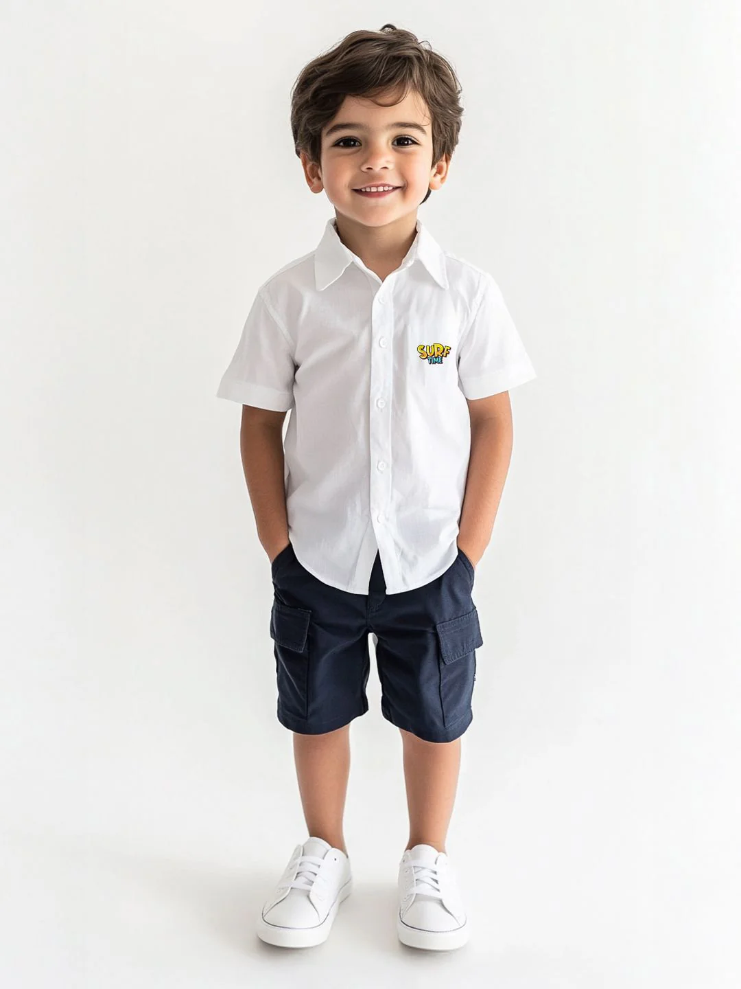 Nauti Nati Boys Printed Short Sleeves Pure Cotton Shirt With Shorts