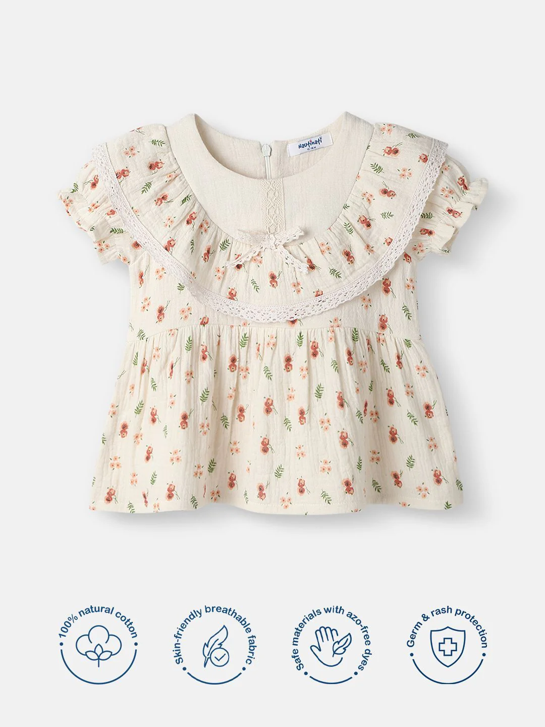 Nauti Nati Girl Floral Cotton Lace Dress - Image 3