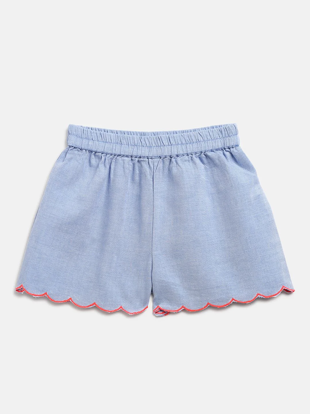 Nauti Nati Girls Blue & Coral Orange Printed Top & Solid Shorts - Image 5