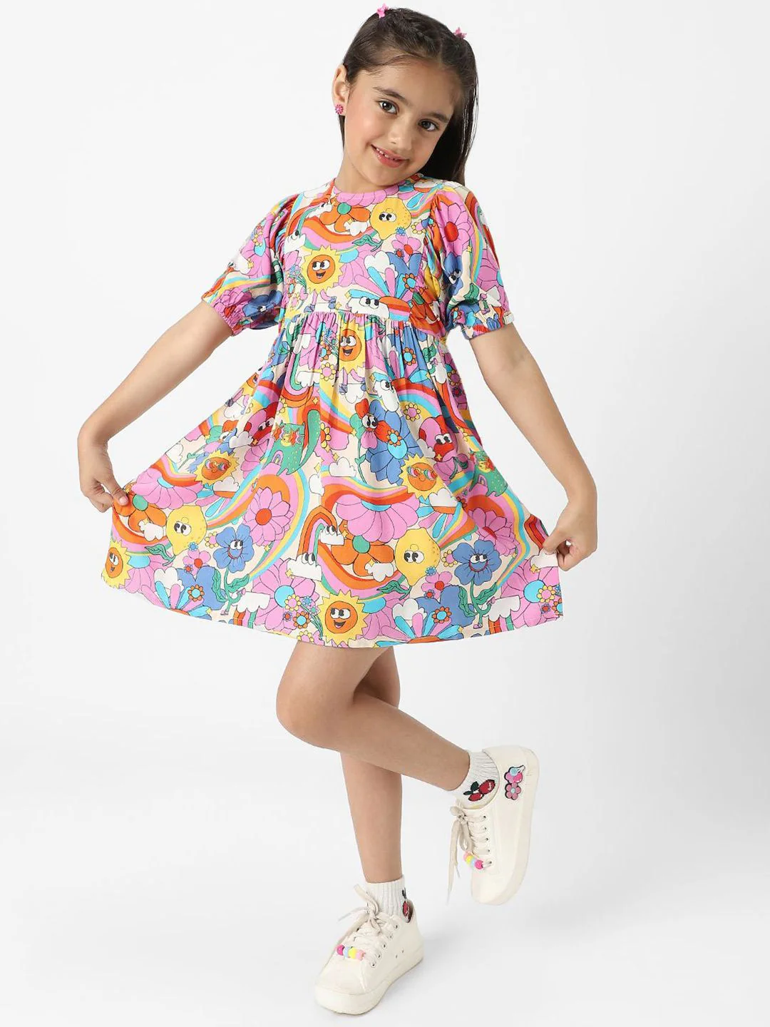 Nauti Nati Girls' Colourful AOP Fit and Flare Dress - Image 3