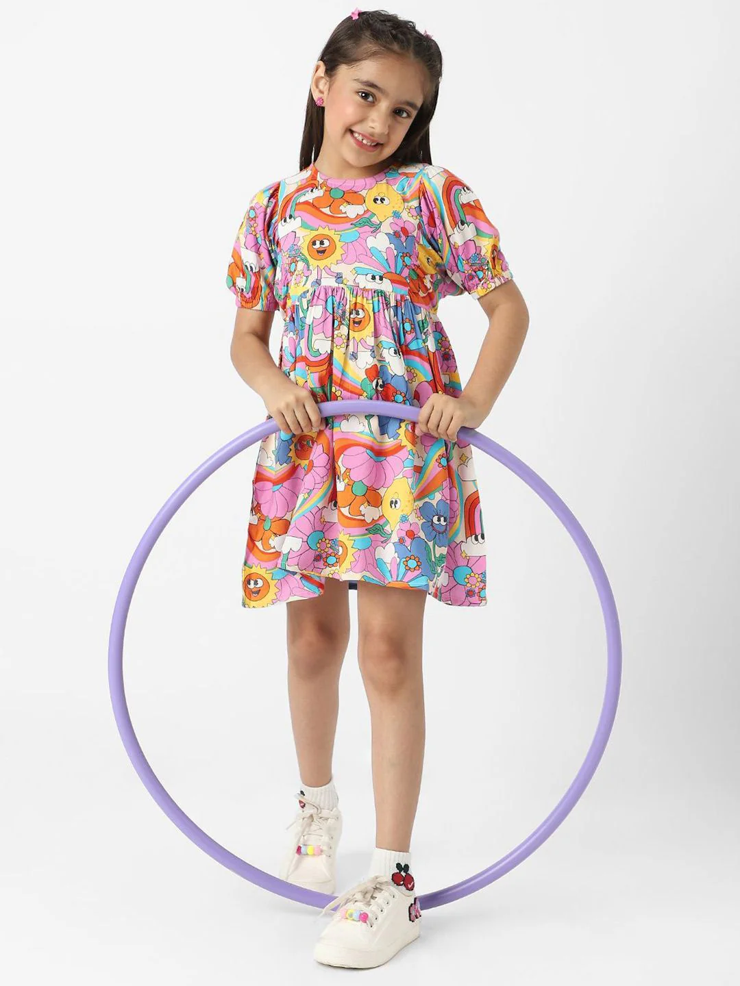 Nauti Nati Girls' Colourful AOP Fit and Flare Dress - Image 4