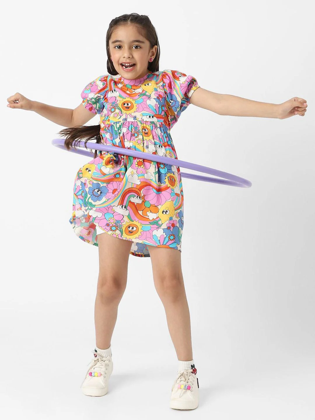 Nauti Nati Girls' Colourful AOP Fit and Flare Dress - Image 6