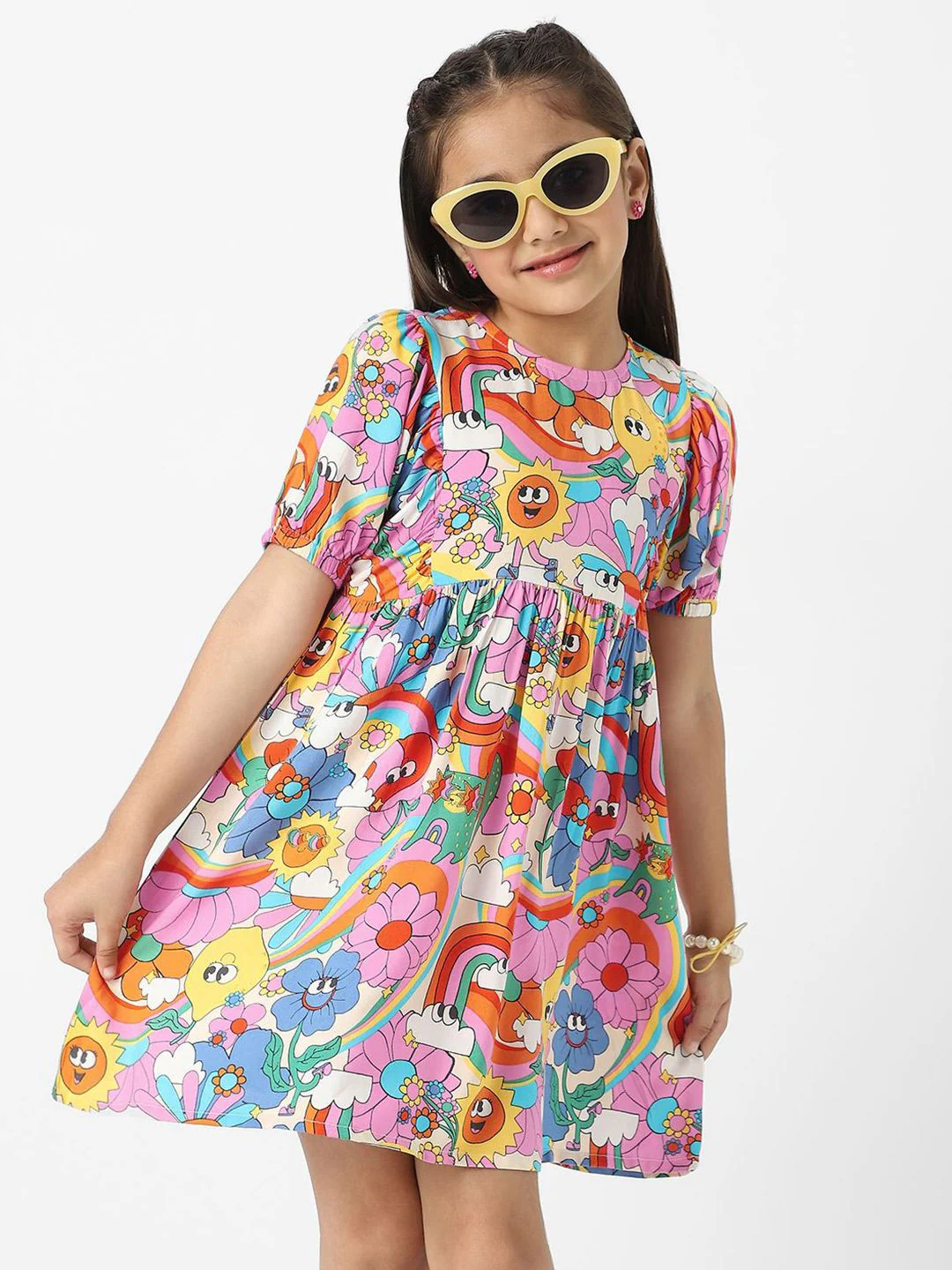 Nauti Nati Girls' Colourful AOP Fit and Flare Dress - Image 7