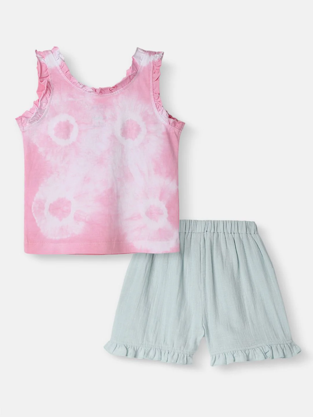 Nauti Nati Girls Dyed Round Neck Pure Cotton Top With Shorts - Image 2