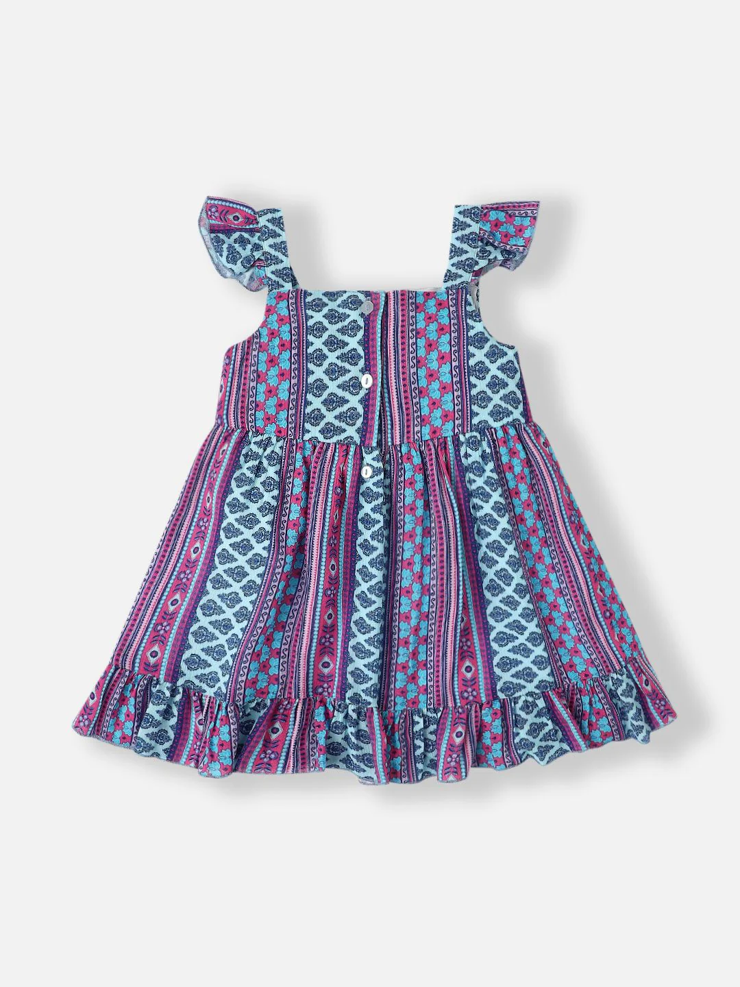 Nauti Nati Girls Ethnic Motifs Print Layered Fit & Flare Dress - Image 3