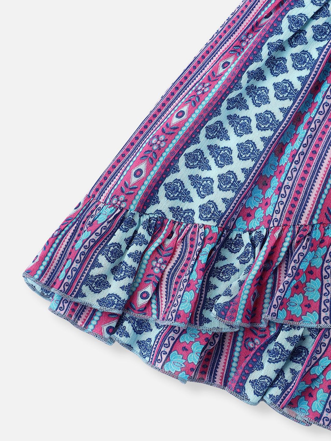 Nauti Nati Girls Ethnic Motifs Print Layered Fit & Flare Dress - Image 4