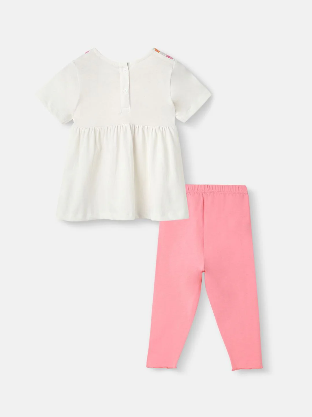 Nauti Nati Girls Floral Embroidered Pure Cotton Gathered Waistline Top & Trousers - Image 2