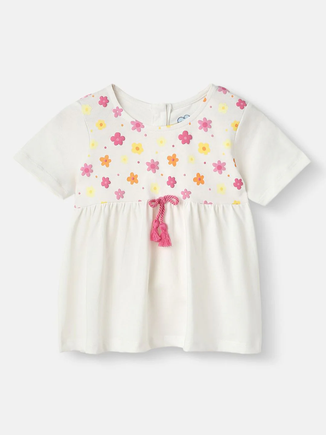 Nauti Nati Girls Floral Embroidered Pure Cotton Gathered Waistline Top & Trousers - Image 3
