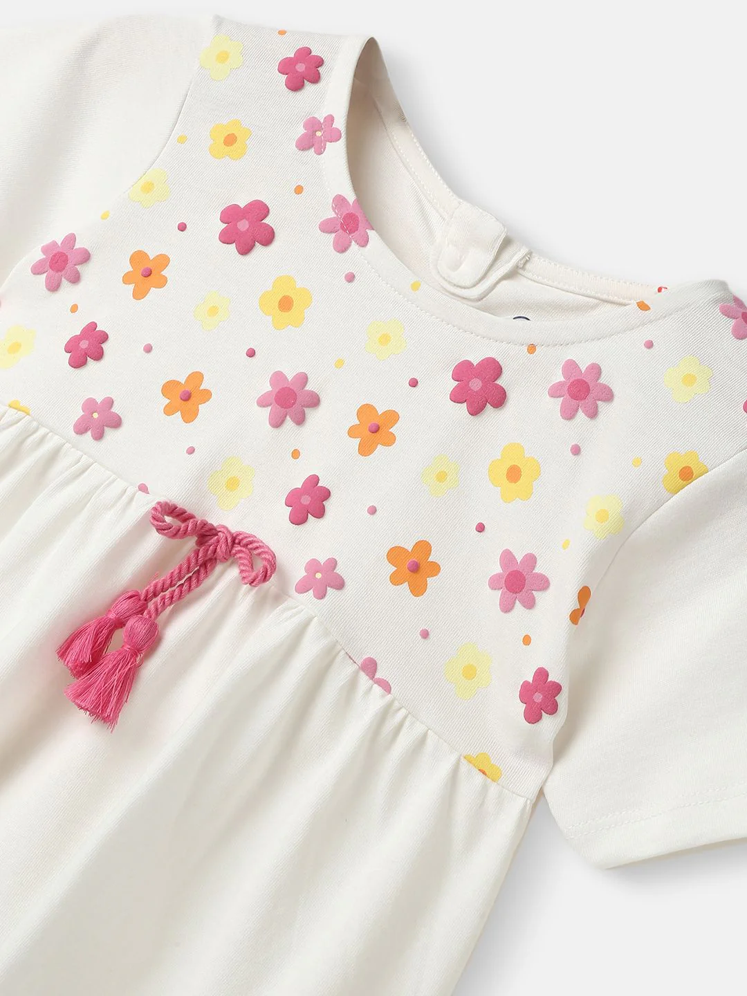 Nauti Nati Girls Floral Embroidered Pure Cotton Gathered Waistline Top & Trousers - Image 7