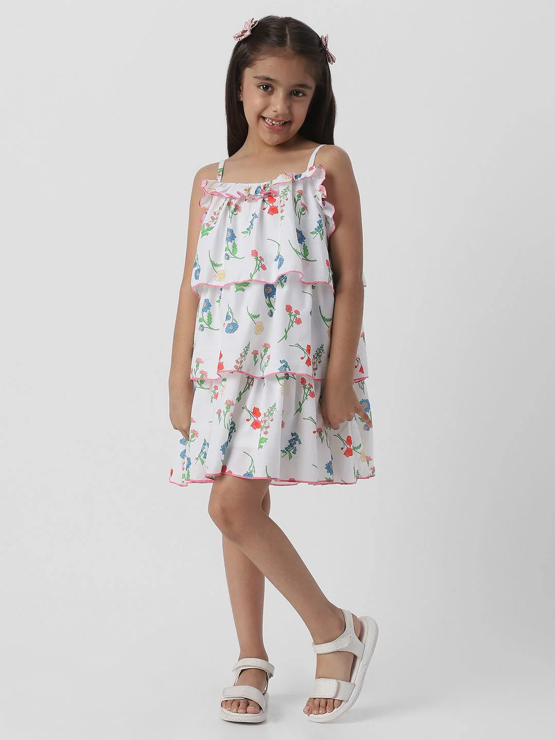 Nauti Nati Girls Floral Print Layered A-Line Dress