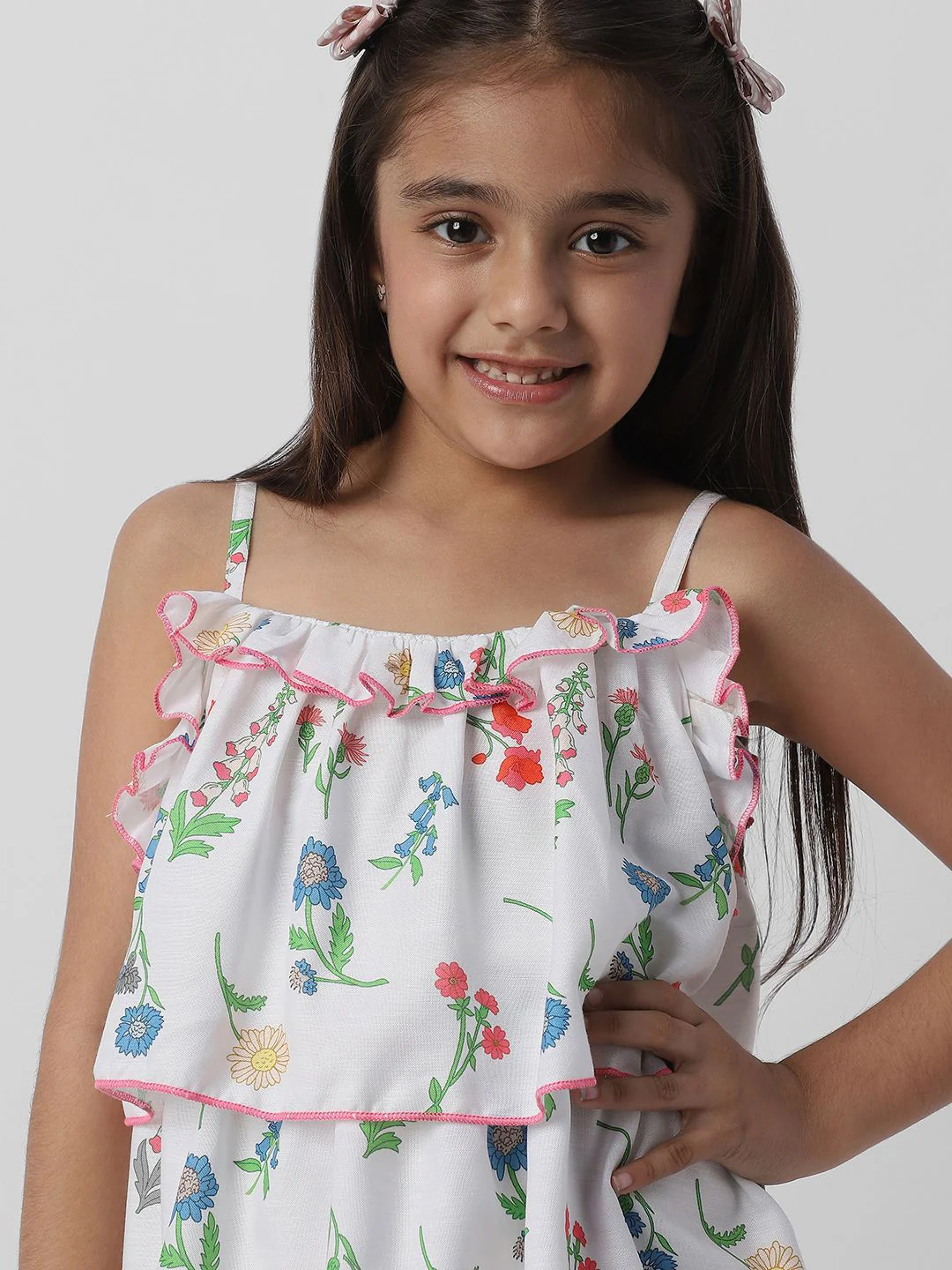 Nauti Nati Girls Floral Print Layered A-Line Dress - Image 2