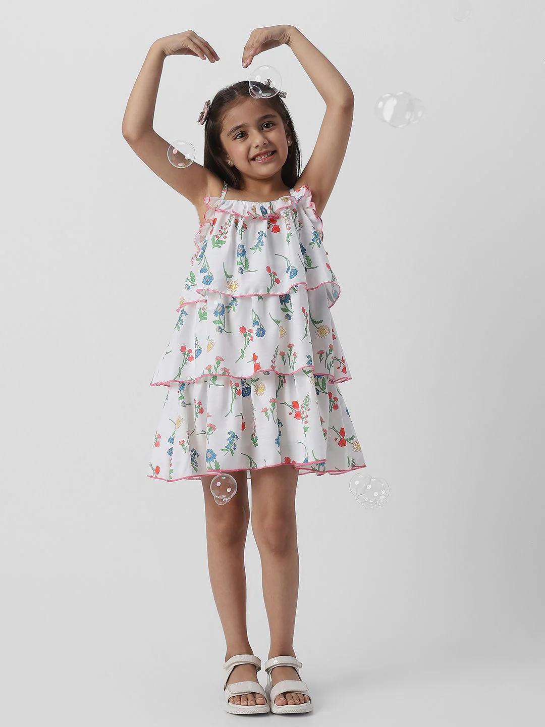 Nauti Nati Girls Floral Print Layered A-Line Dress - Image 4