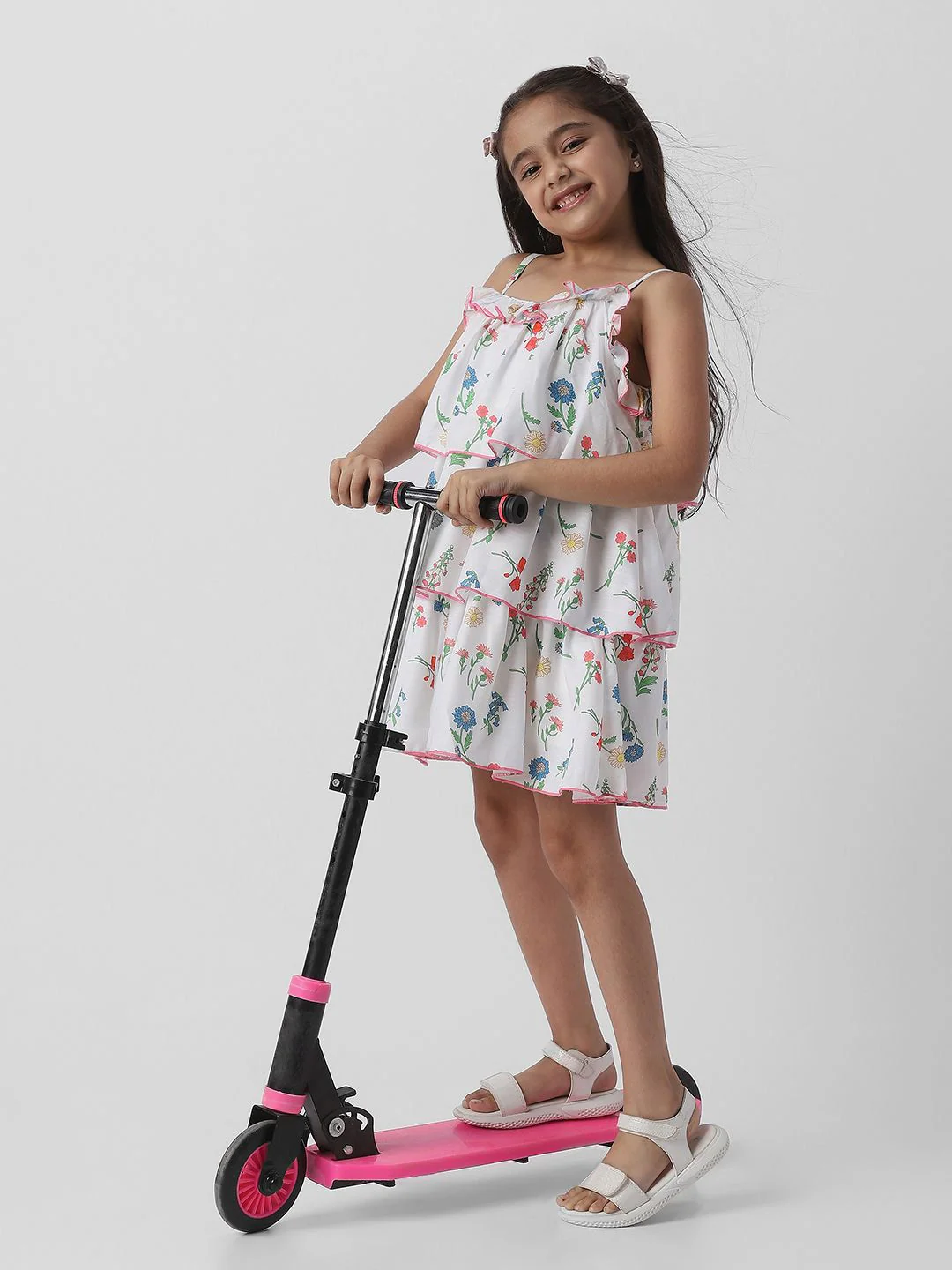 Nauti Nati Girls Floral Print Layered A-Line Dress - Image 6