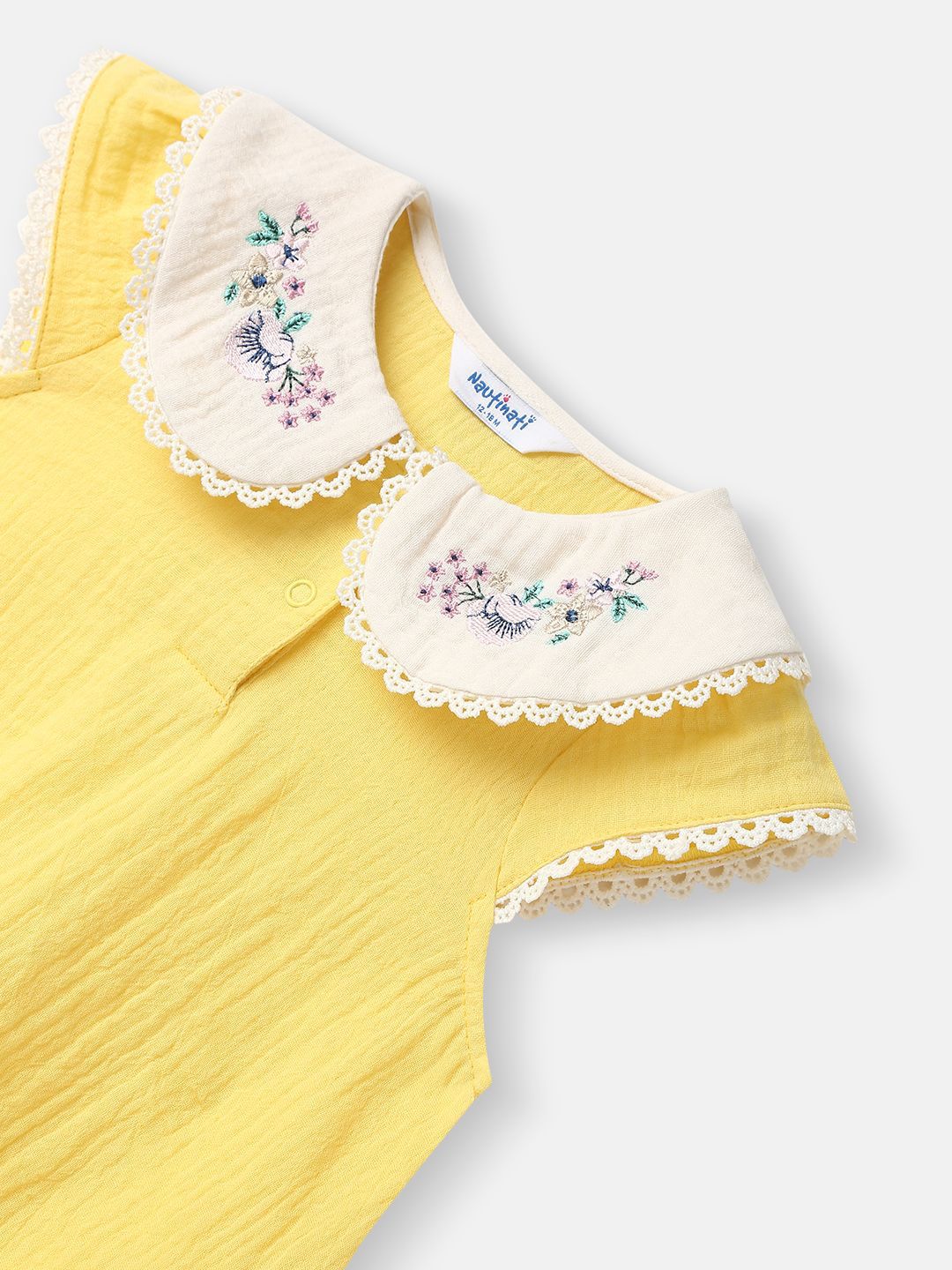 Nauti Nati Girls Girls Embroidery Detail Peter Pan Collar Cotton Top and Shorts Set - Image 6