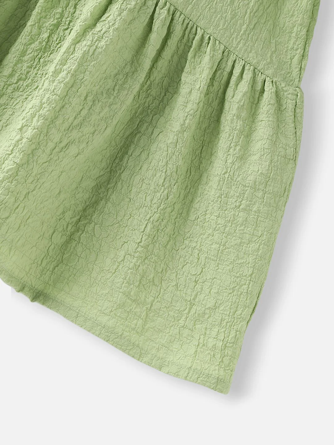 Nauti Nati Girls Green Cotton Crepe Dress with Floral Brooch - Image 6
