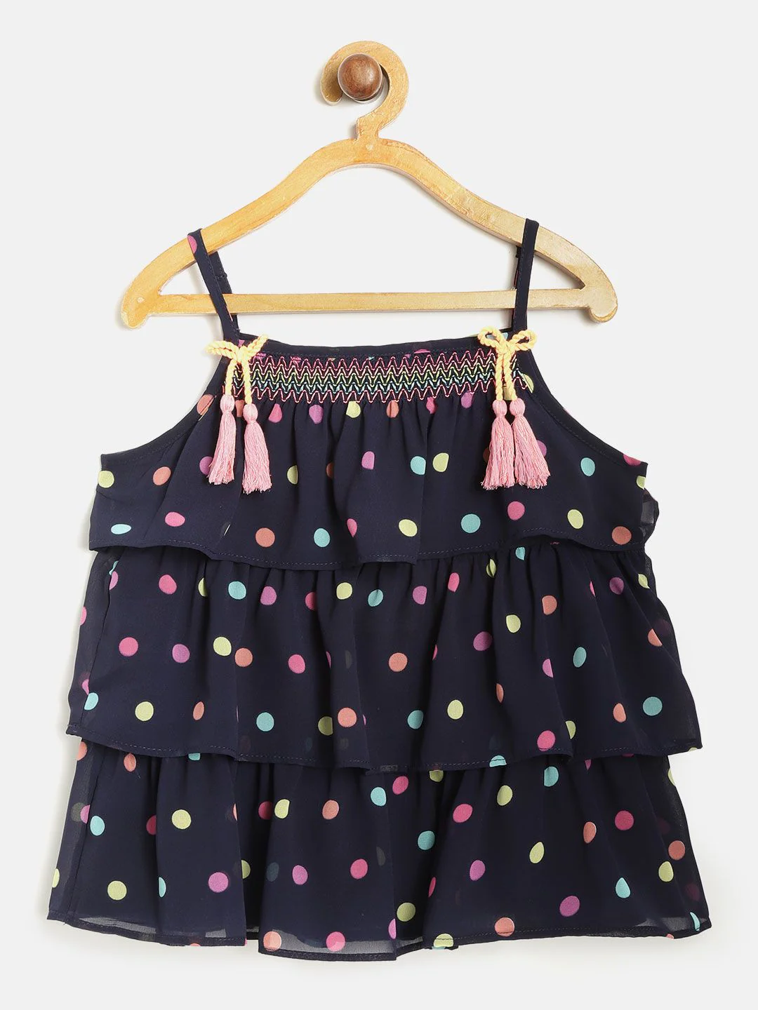 Nauti Nati Girls Navy Blue Printed Tiered Top - Image 2