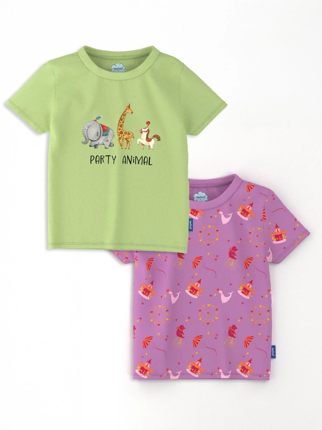 Nauti Nati Girls Pack of 2 Antimicrobial Graphic Printed Round Neck Cotton T-shirts - Image 2