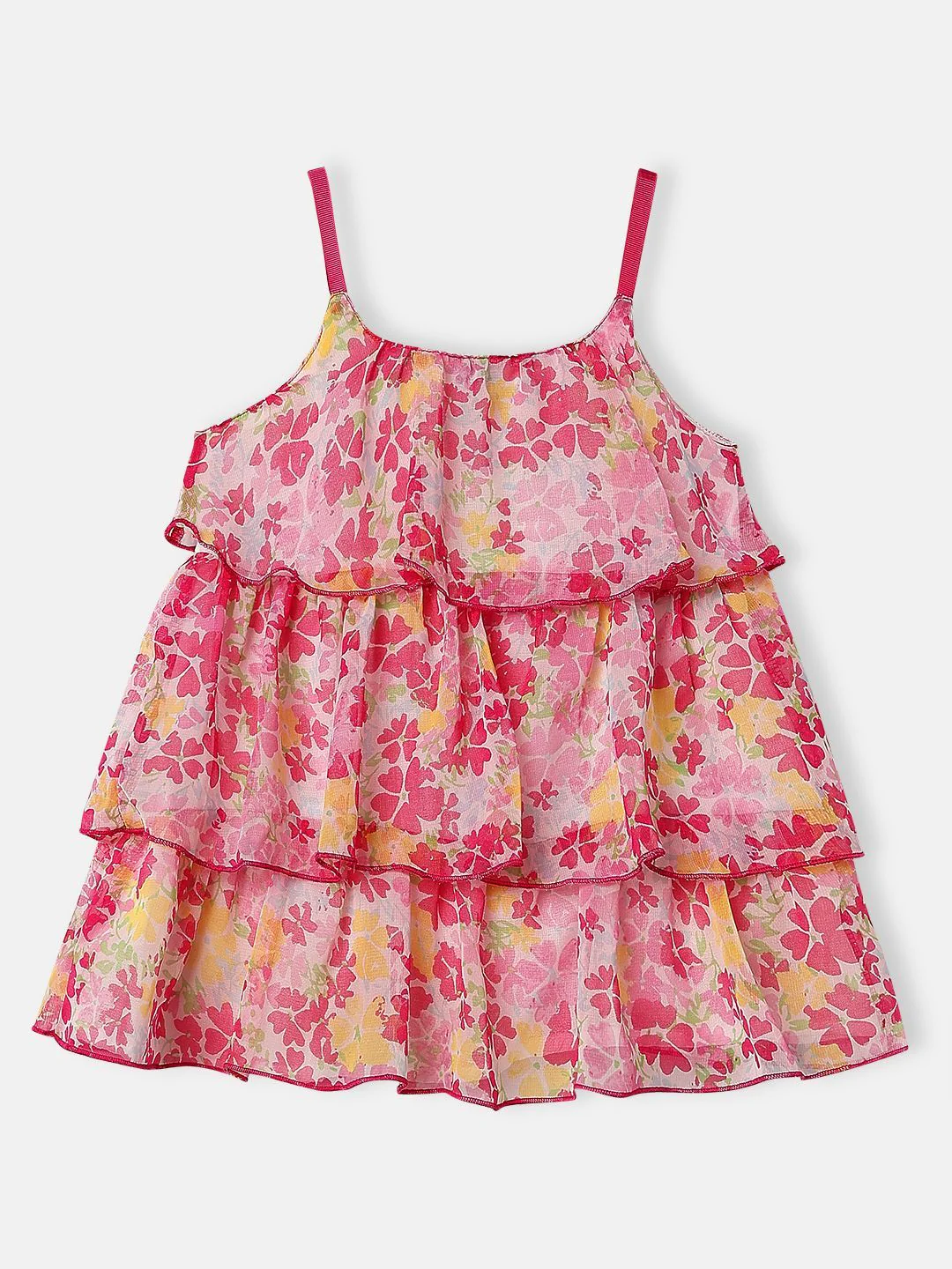 Nauti Nati Girls Sleeveless Floral Printed Knee Length Georgette Dress - Image 2