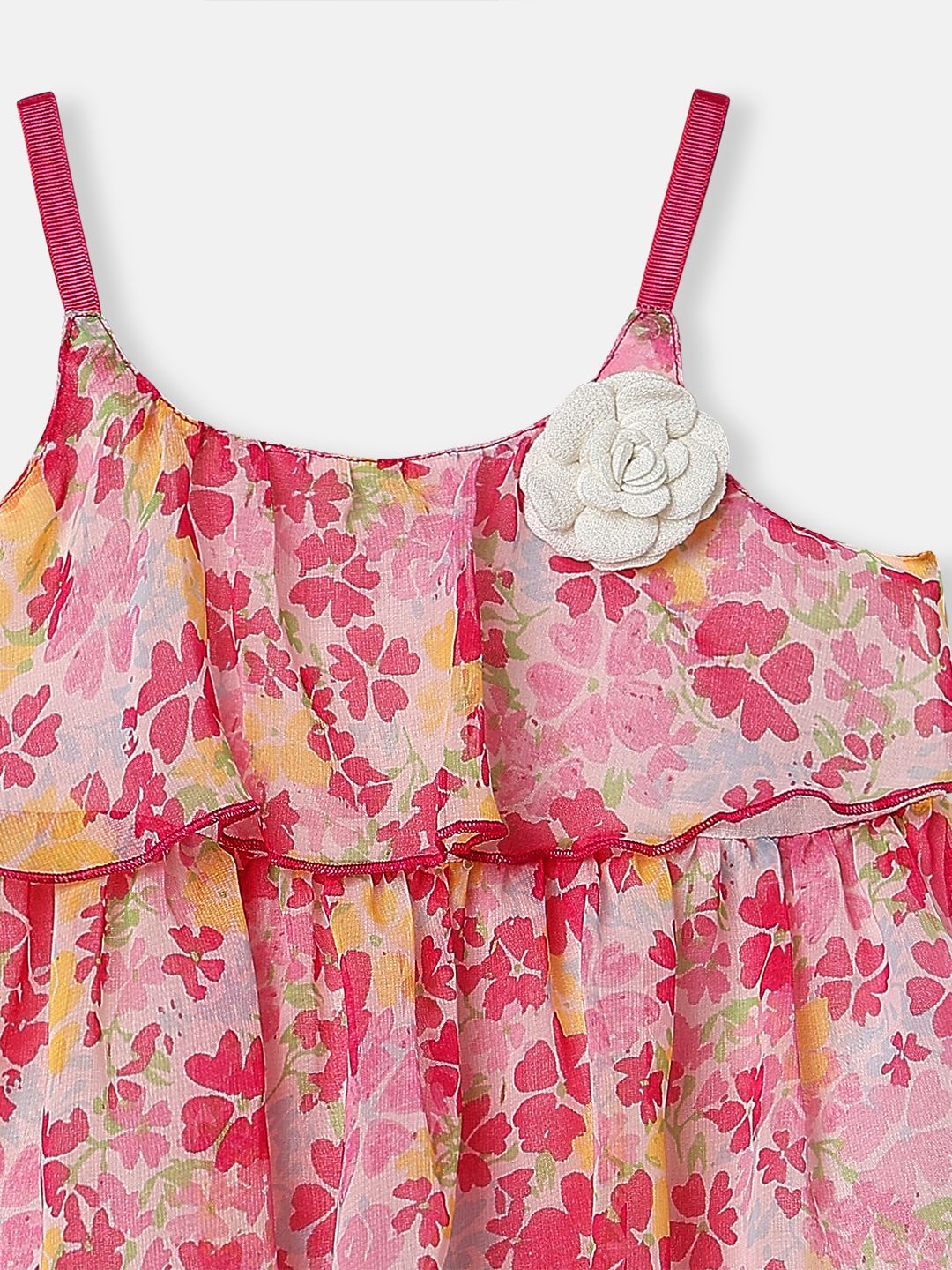 Nauti Nati Girls Sleeveless Floral Printed Knee Length Georgette Dress - Image 3