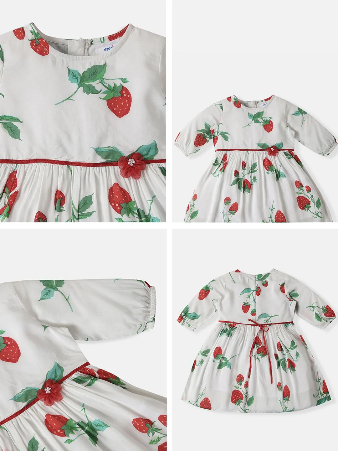Nauti Nati Girls Soft Rayon Cotton Strawberry Print Frock - Image 3